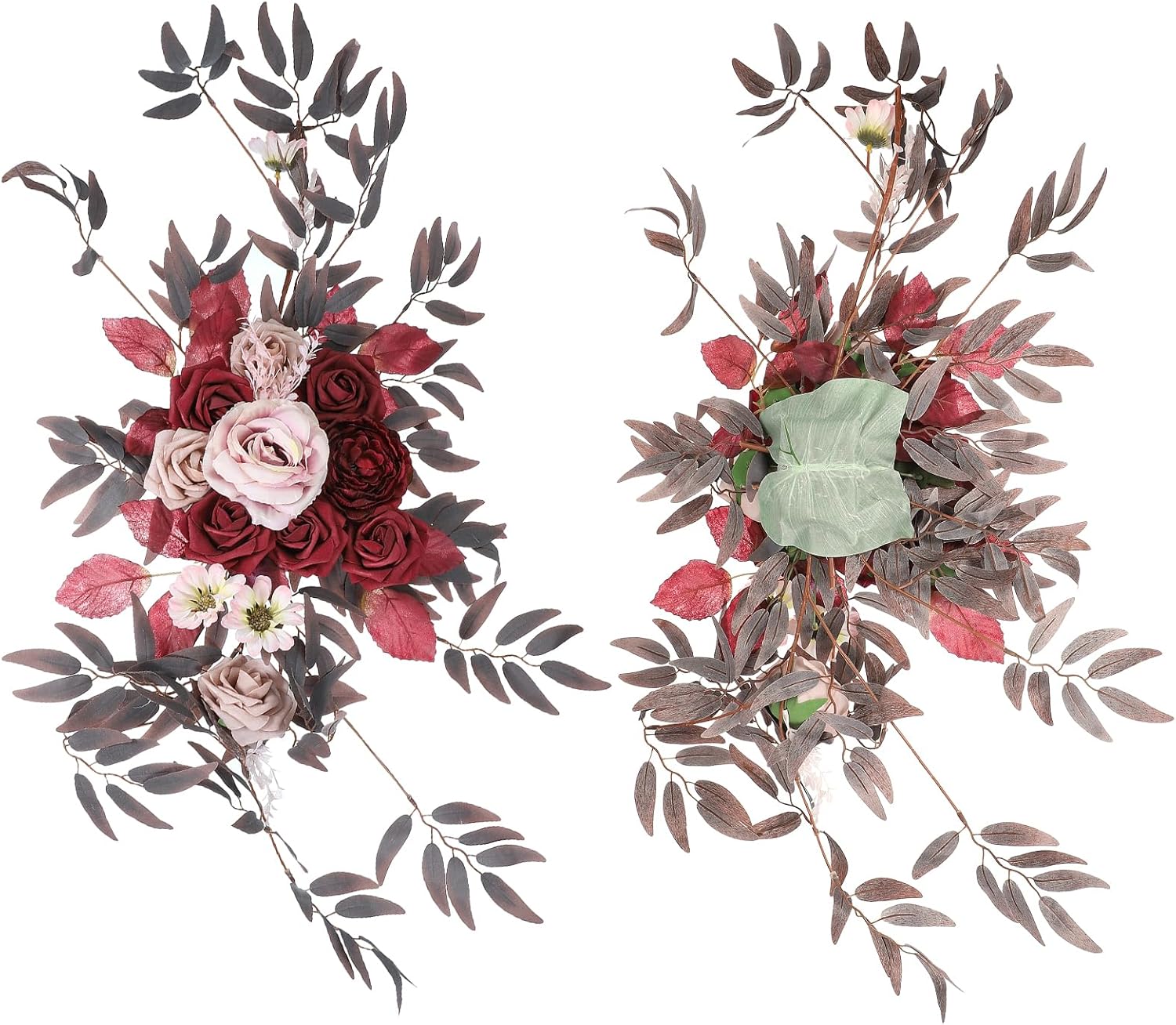 PATIKIL Wedding Arch Flowers 2Pcs Wine Dark Rose