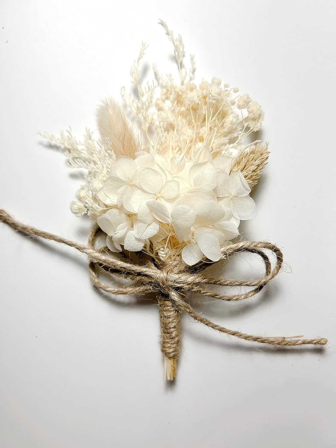 Dried Flower Boutonniere - Ivory Rustic Elegant Design