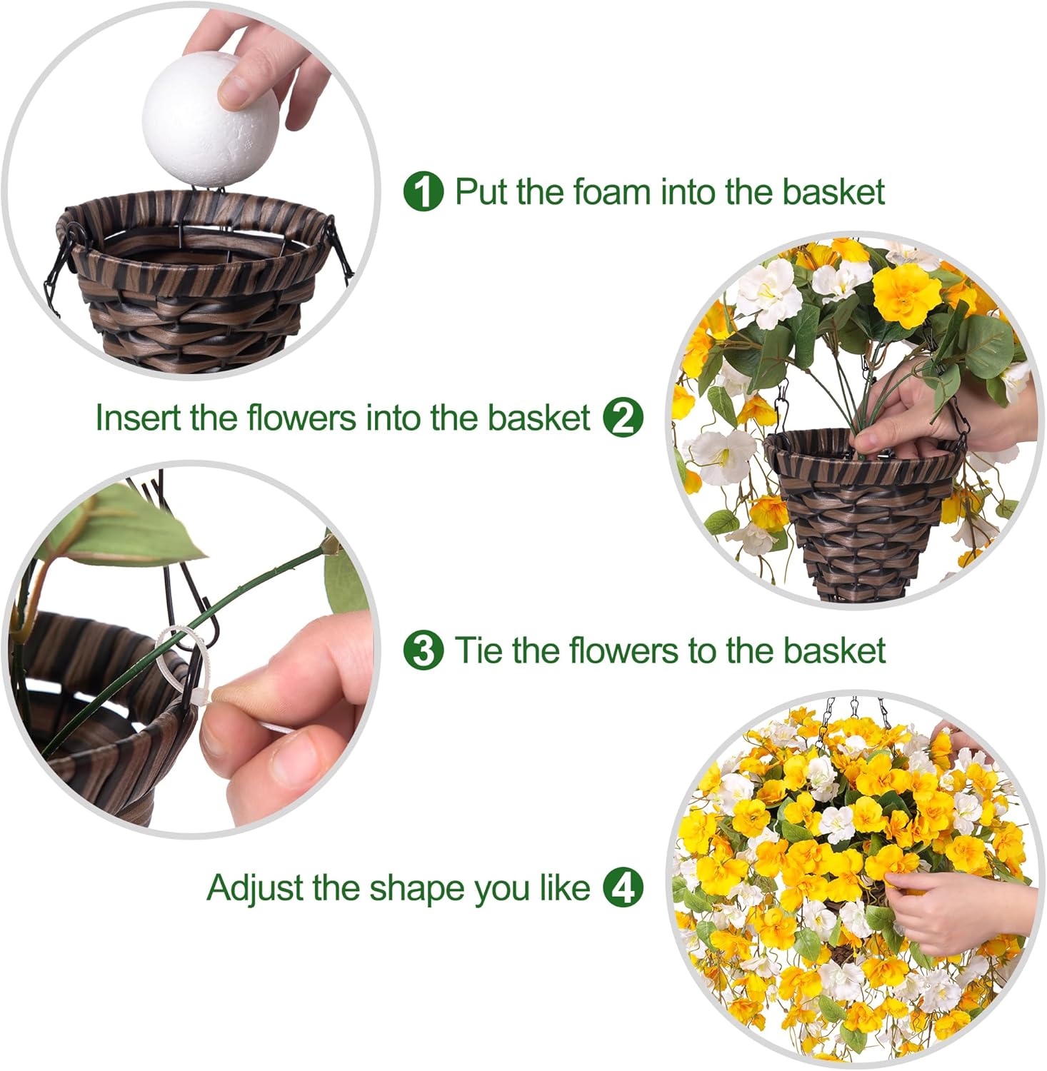 HyeFlora Artificial Hanging Hibiscus Flower Basket