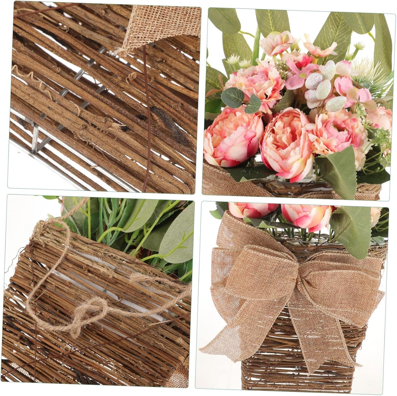 Artificial Flower Basket with Summer Wreath and Basket Decor