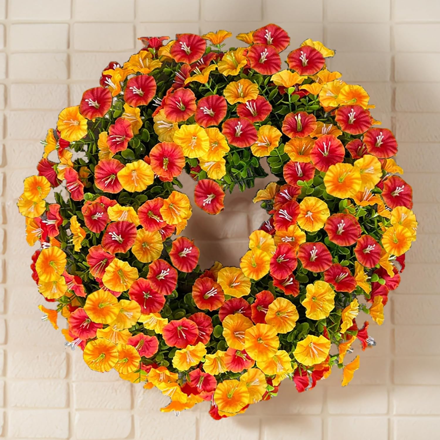 Florielle 20 Inch Fall Wreath with Petunias and Morning Glories