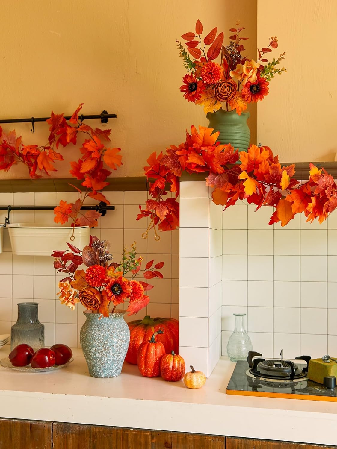 Annas Whimsy Artificial Fall Flower Bouquet with Pumpkins