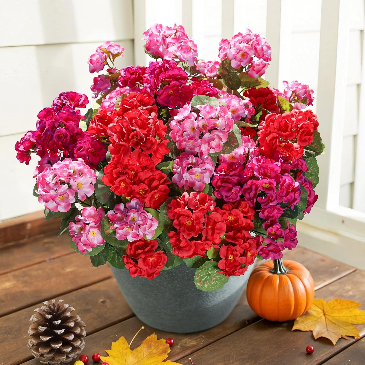 HyeFlora Artificial Geraniums with 6 Bundles