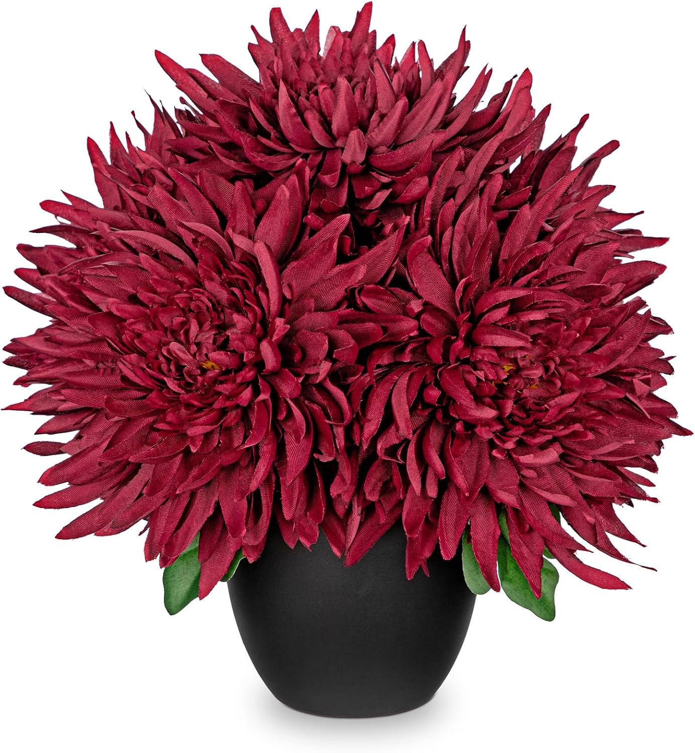 Hollyone Artificial Mums Flowers in Vase with Pot