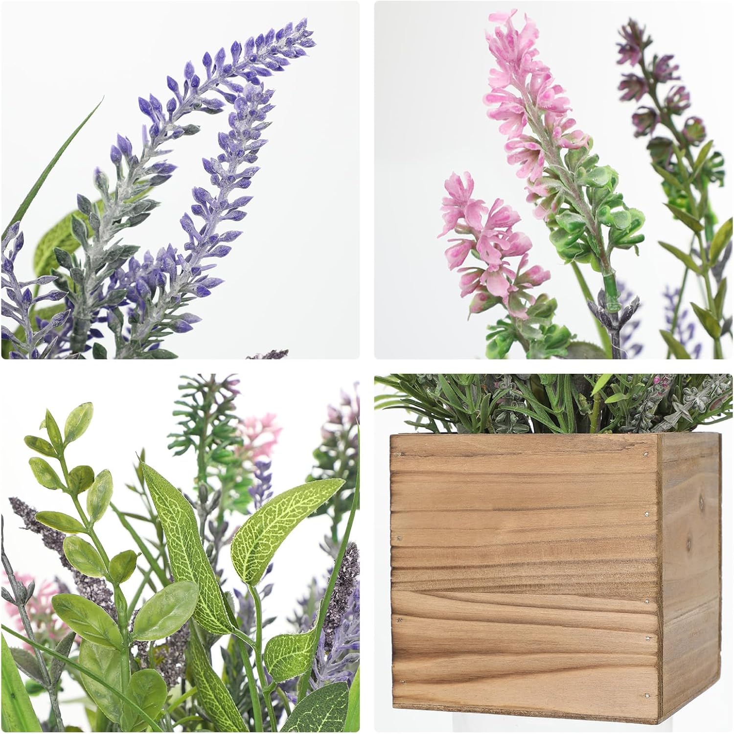 DILATATA Artificial Lavender Flowers in Wooden Pot