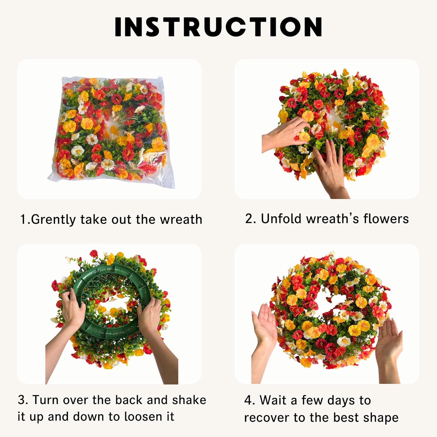 Florielle 20 Inch Fall Wreath with Petunias and Morning Glories