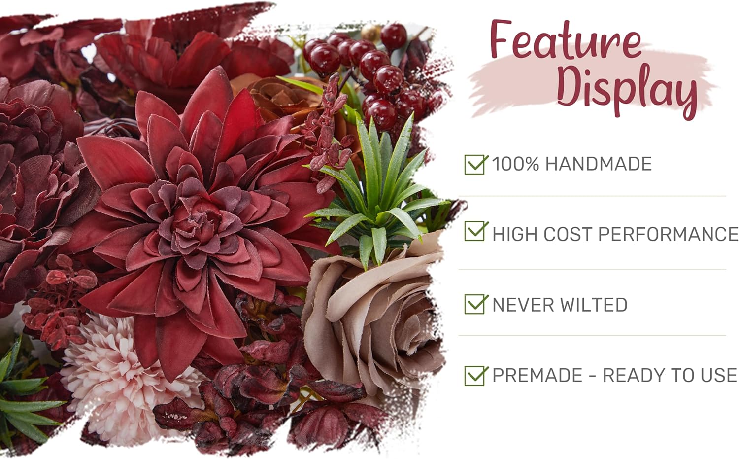 WEDFLOR Wedding Arch Flowers with Drapes Kit Pack of 4