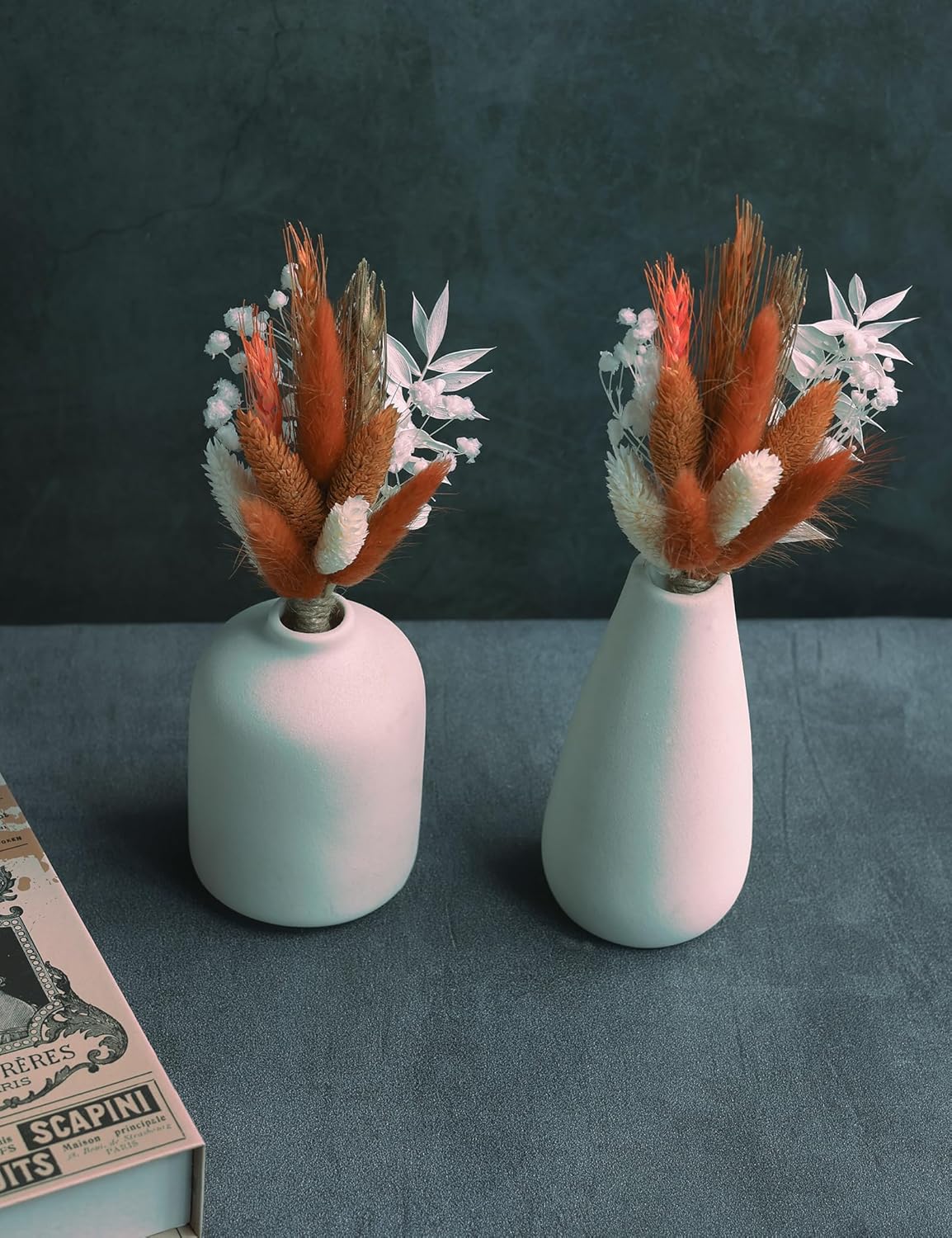 Mini Dried Flower Bouquet Pack of 6 Orange Bohemian Style