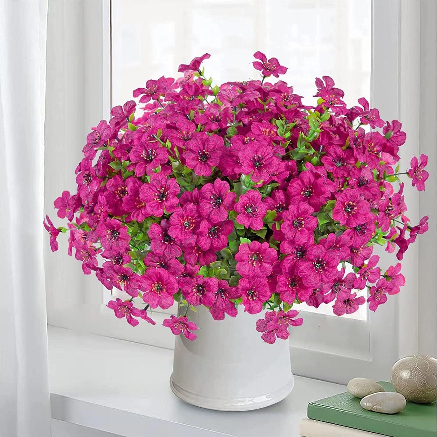 Schedulty Artificial Flowers 18 Bundle UV Resistant Fake Wild Flower Bouquets