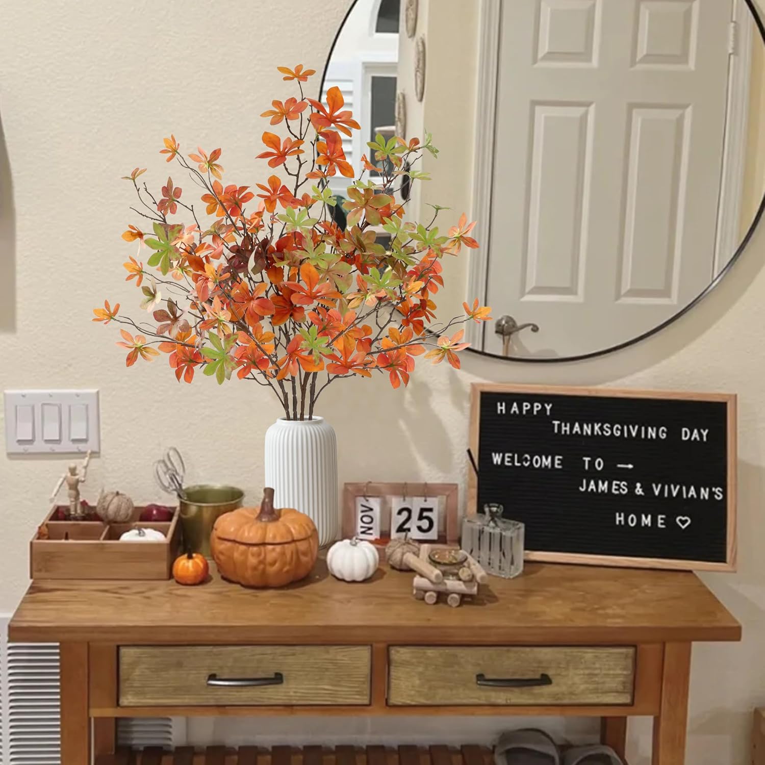 4 Pack Artificial Fall Greenery Stem for Vase Decorations