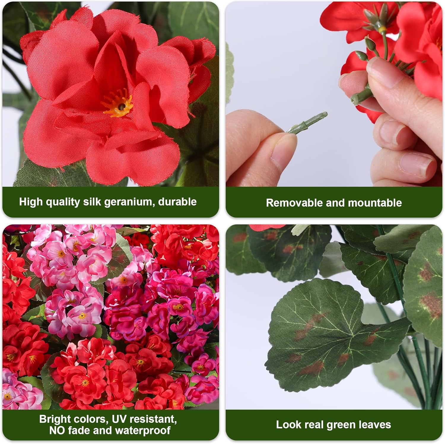 HyeFlora Artificial Geraniums with 6 Bundles