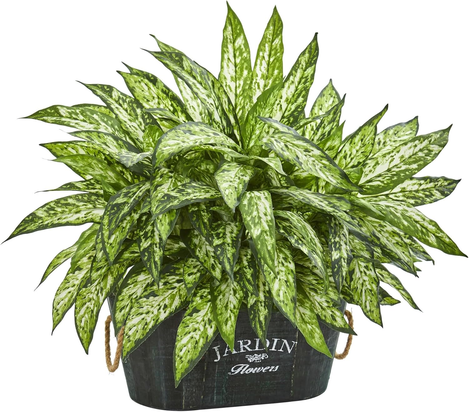Nearly Natural 6463 Aglonema Artificial Plant in Wood Planter 1