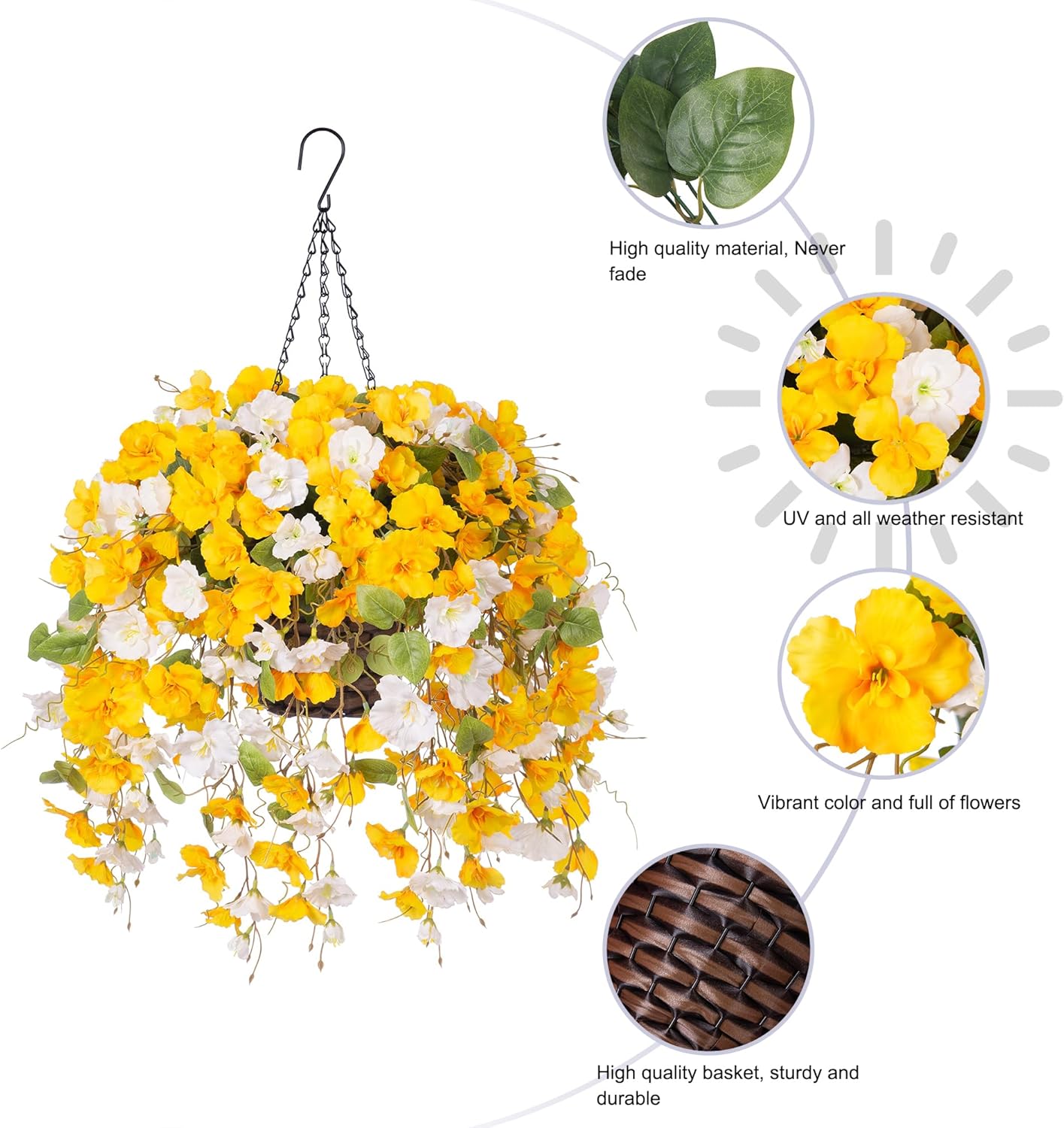 HyeFlora Artificial Hanging Hibiscus Flower Basket