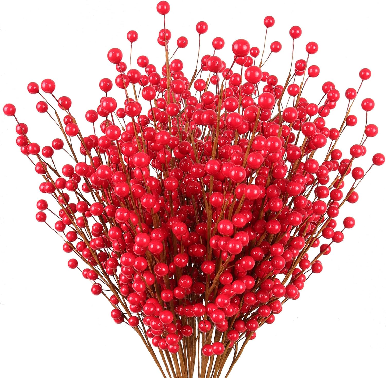 19 Inch Red Berry Stems with Wired Branches 12-Pack