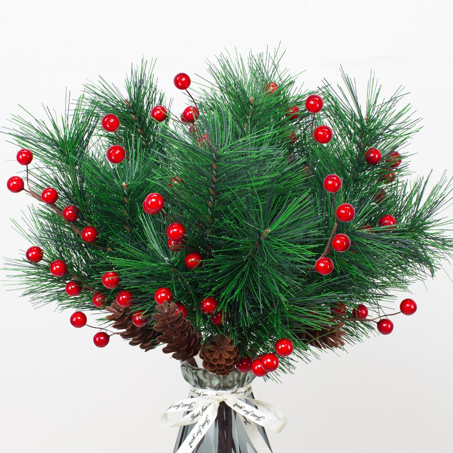 6 Pack Christmas Berries Artificial Pine Picks