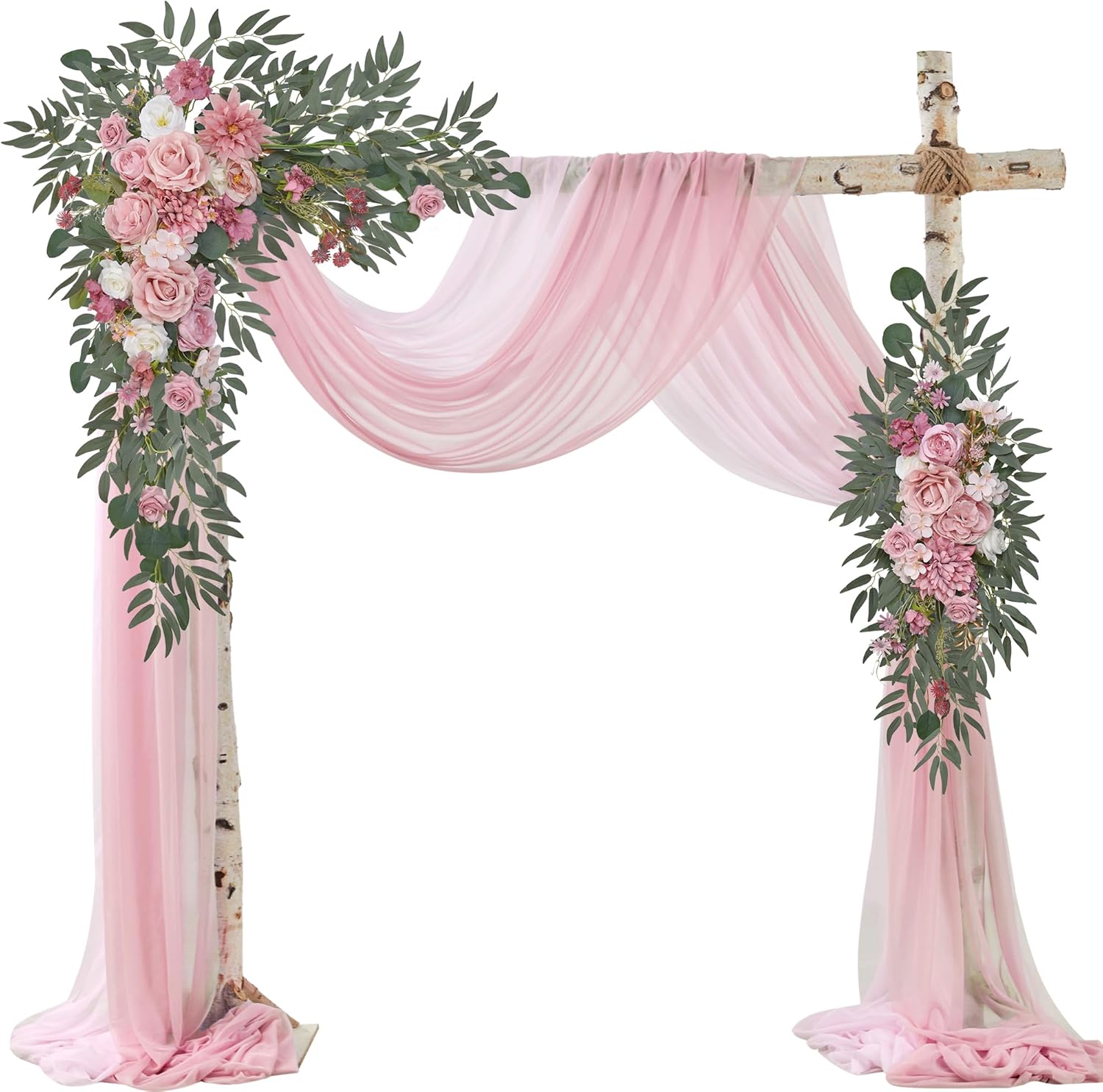 Dusty Rose Wedding Arch Flowers with Drape Kit Pack of 4