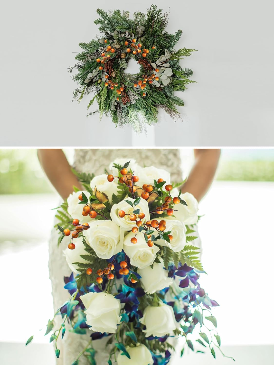 Forlaoers 4Pcs 216 Inch Orange Artificial Flowers with Branches