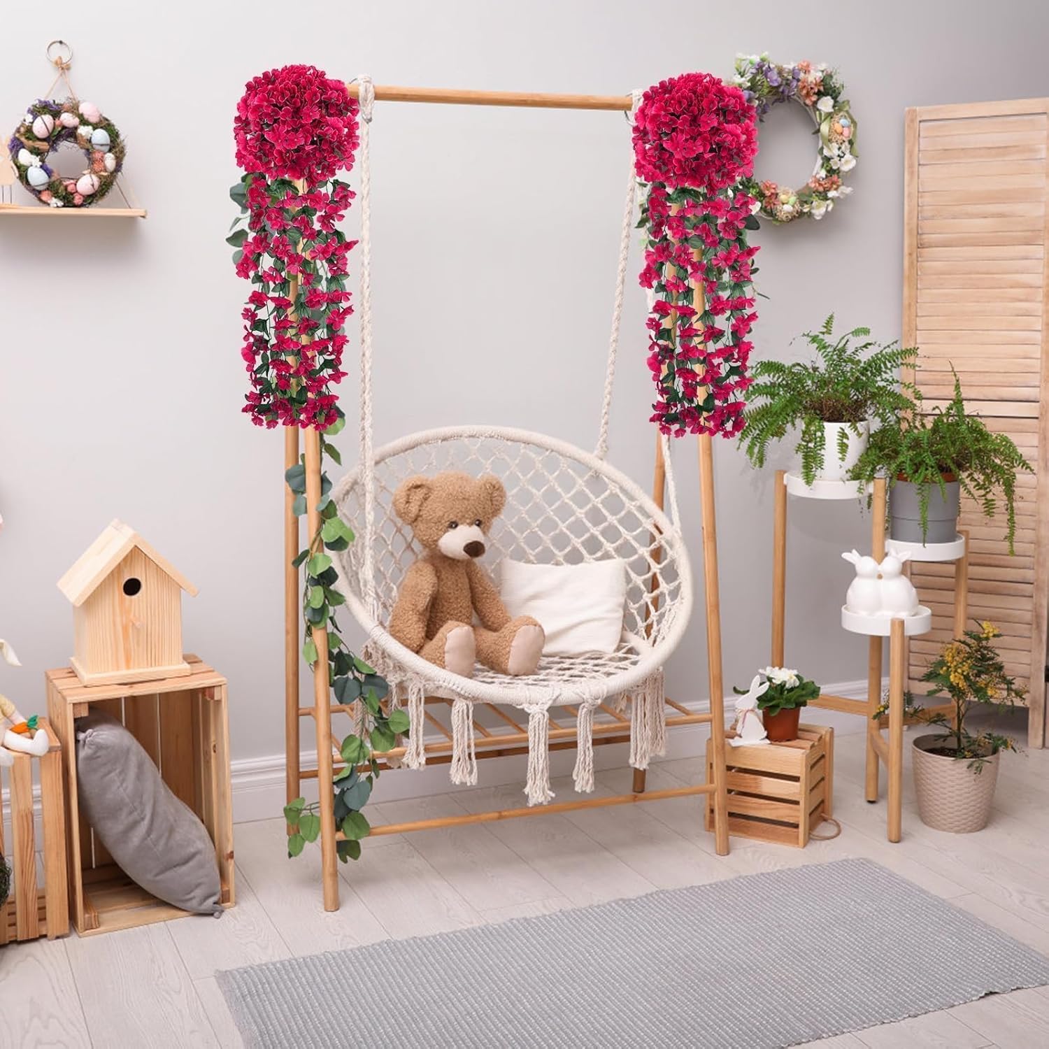 3 PCS Artificial Hanging Plants for Outdoor Decor