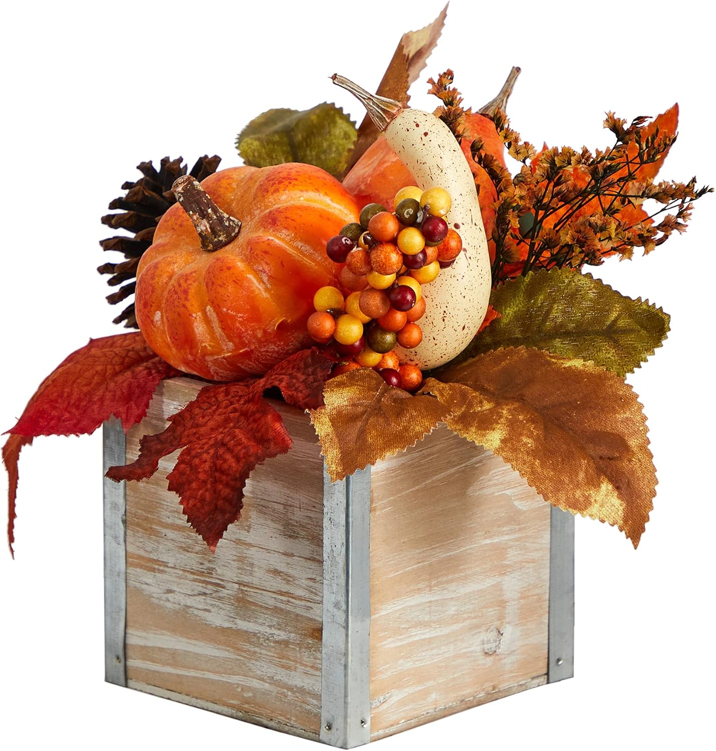 Nearly Natural 8in Fall Pumpkin Gourd Arrangement