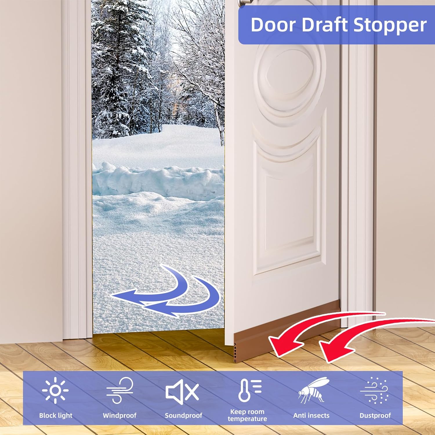 Door Draft Stopper Weather Stripping Seal 39 Inch Adjustable Noise Reduction