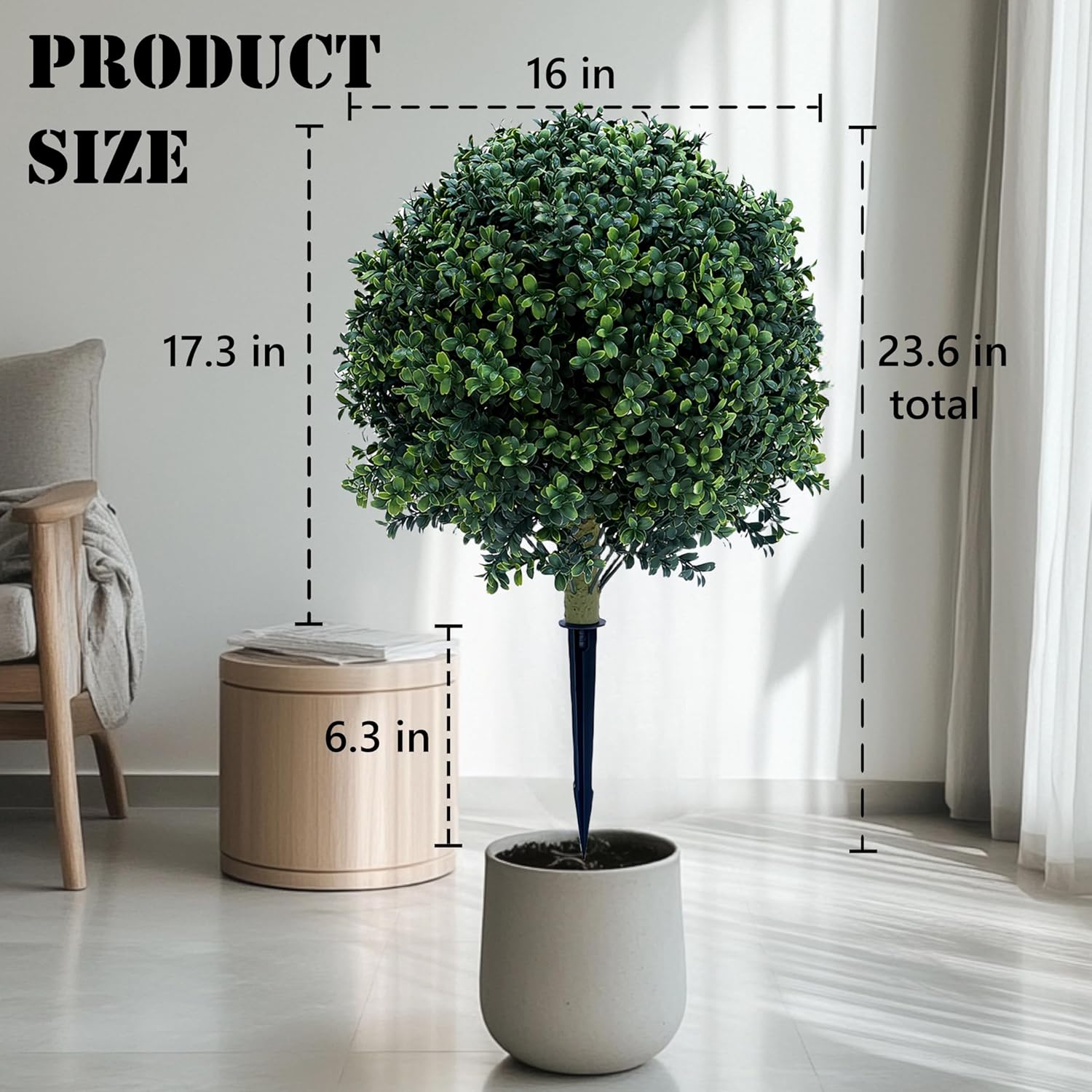 236 Inches Set of 2 Artificial Boxwood Topiary Trees with Ground Spike