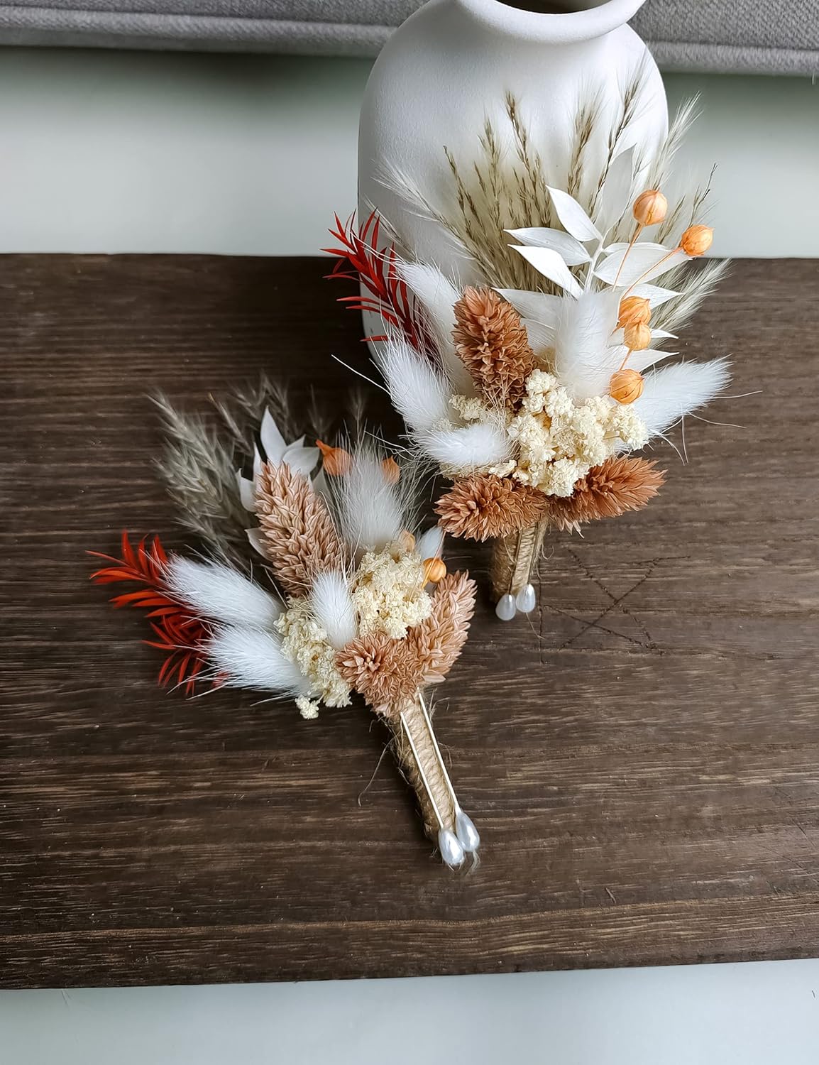 Dried Flowers Boutonniere Set for Men Wedding