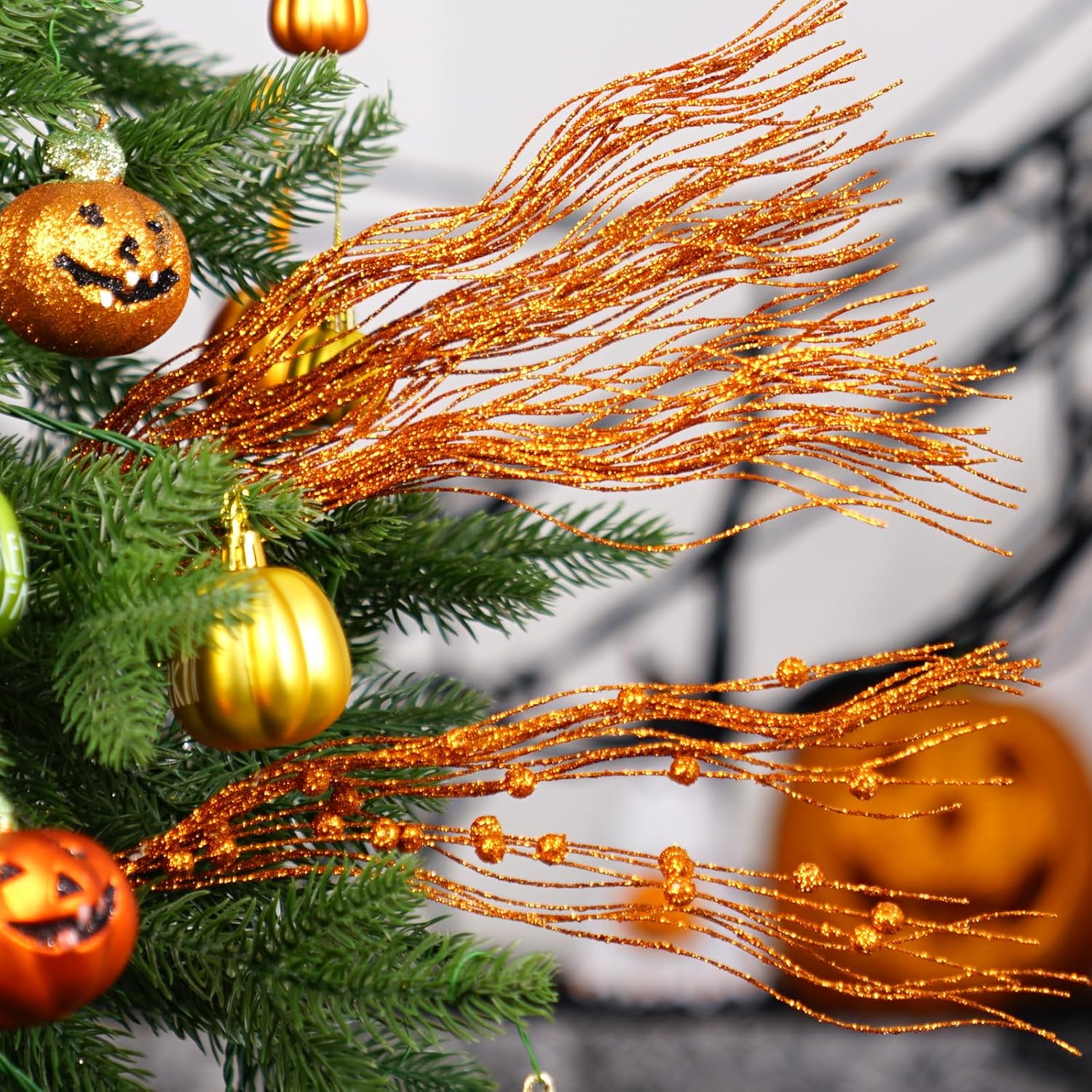 SLKING 16-Pack Glitter Berry Stem Ornaments for Christmas