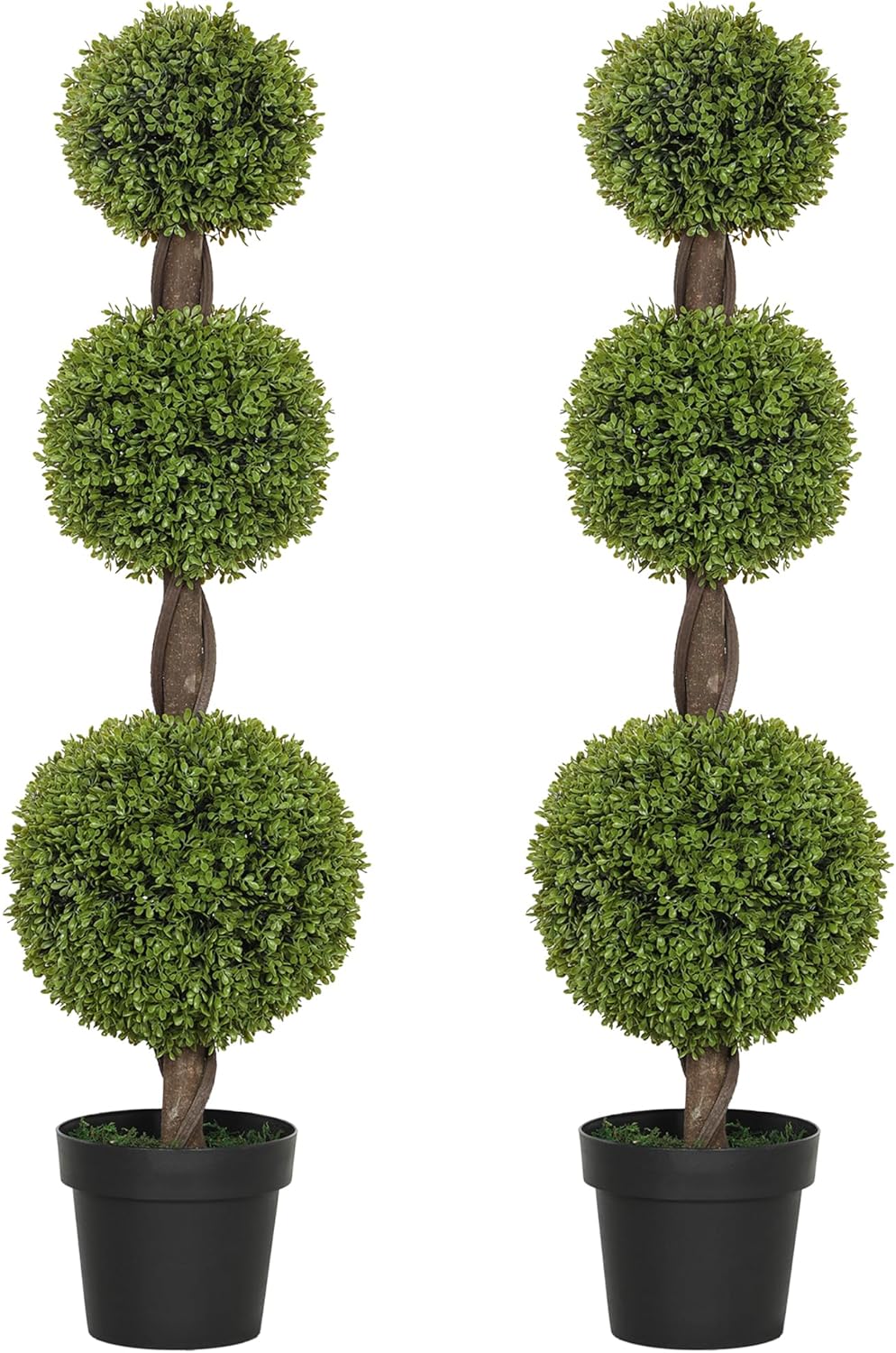 HOMCOM Artificial Plants Set of 2 Green Boxwood Trees