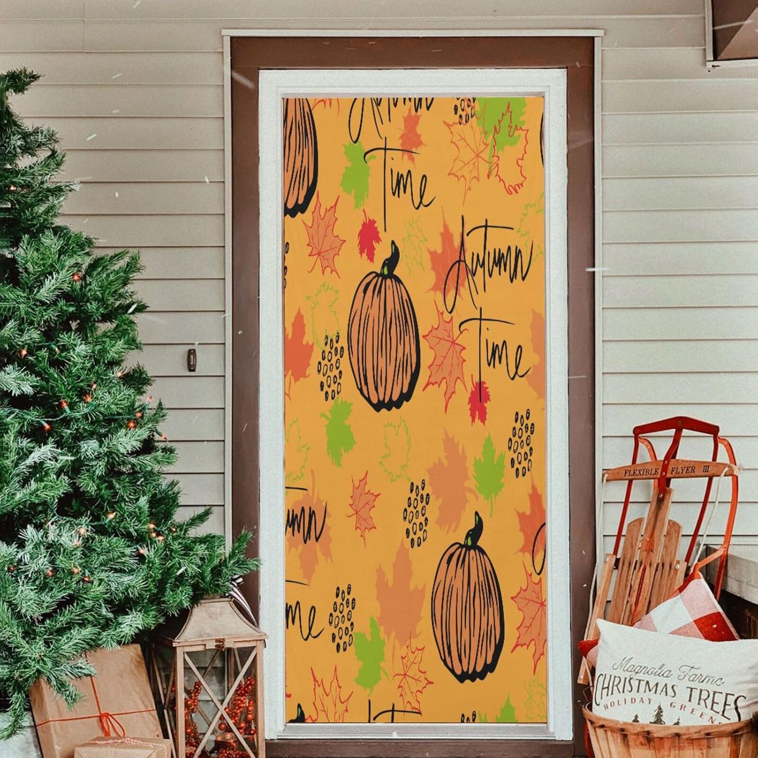 Susiyo Halloween Door Cover Autumn Time Decor 32x79 in