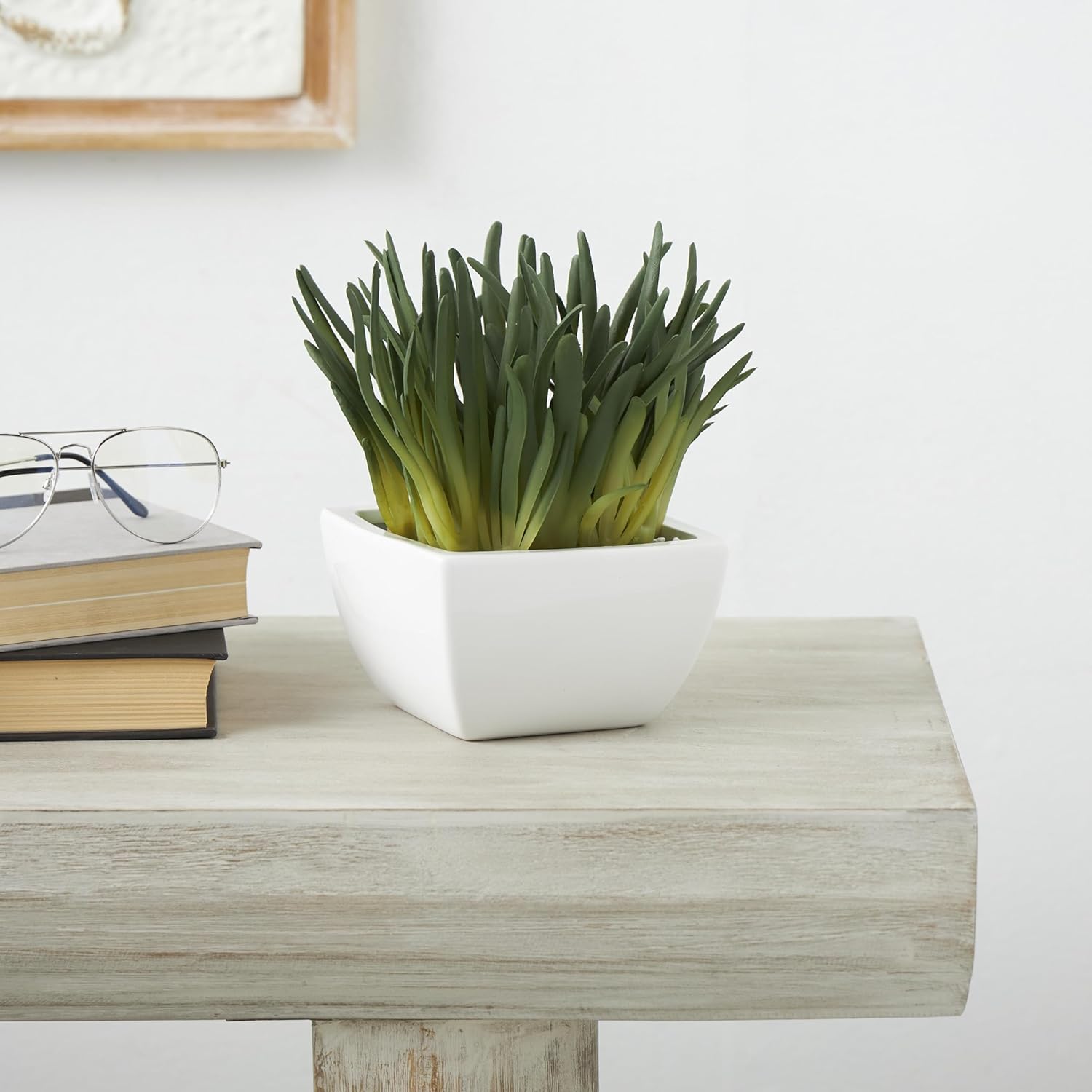 Deco 79 Artificial Plant with White Ceramic Pot 8x6x8 Inches Green