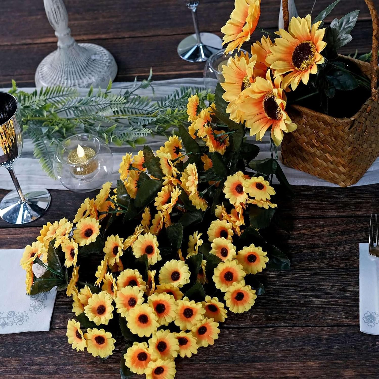 Efavormart 22 Inch Artificial Sunflower Vine Bush Decor