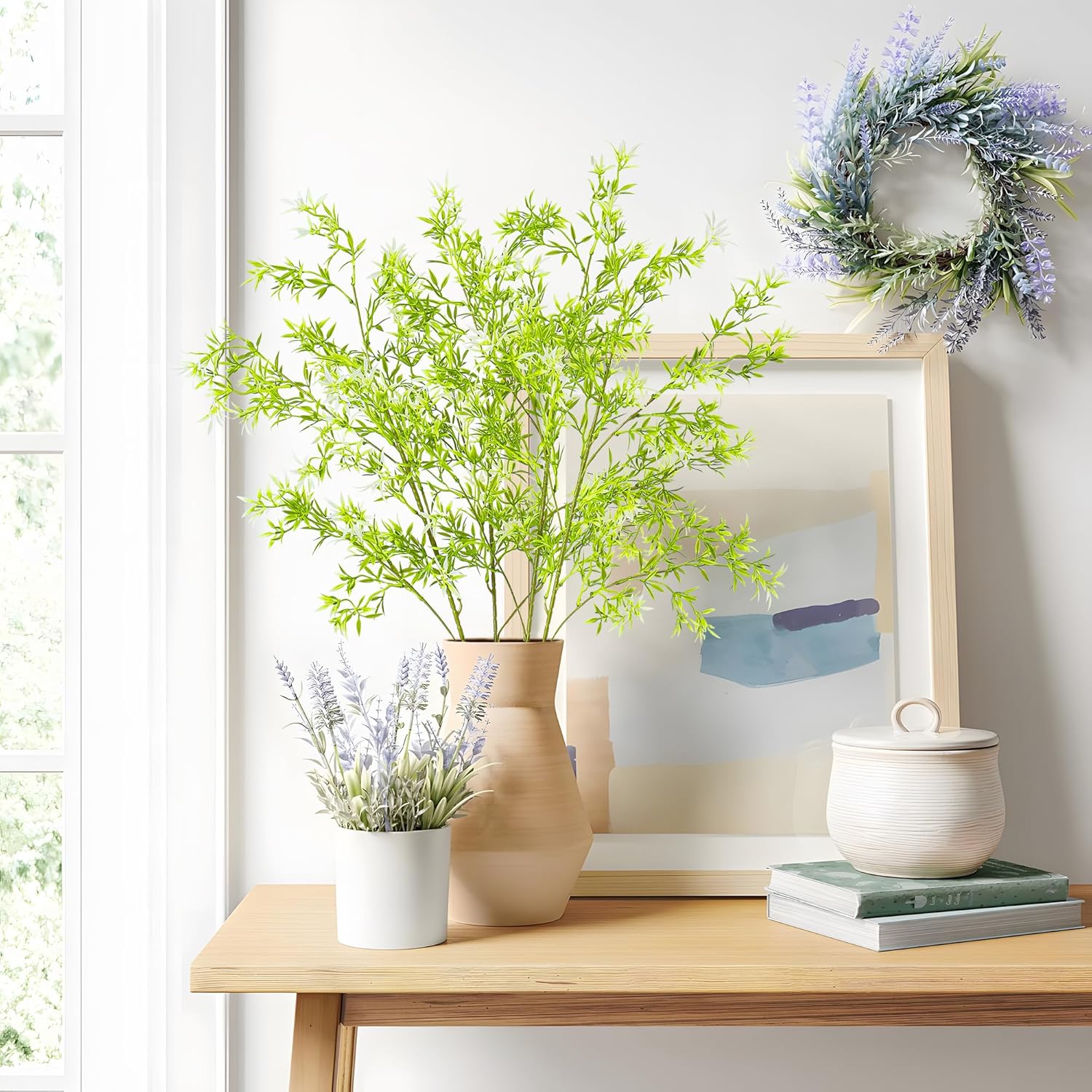 4PCS Artificial Greenery Stems with Flowers for Home Decor