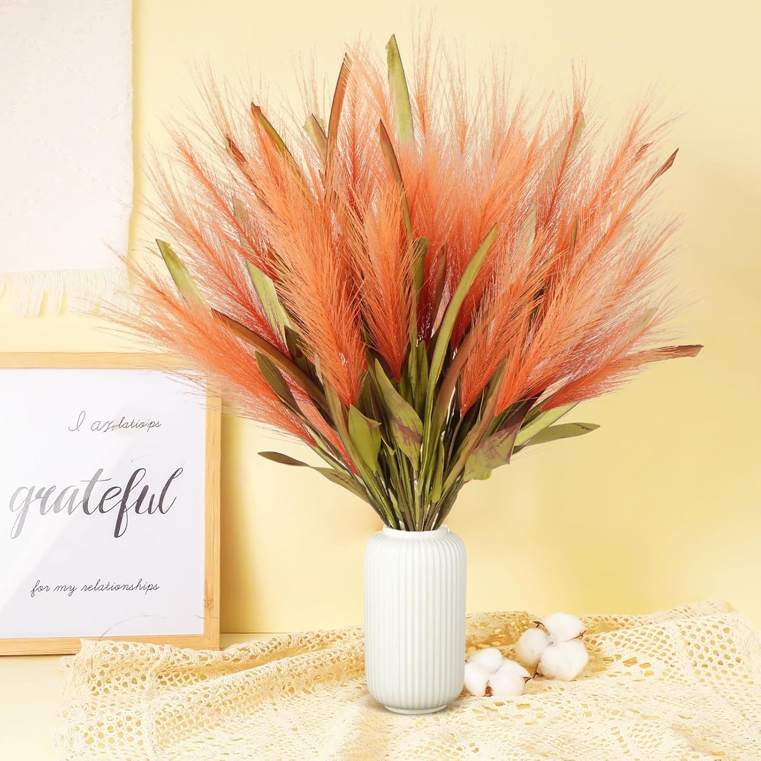 VirtuGro Fall Pampas Grass Decor 6pcs Burnt Orange