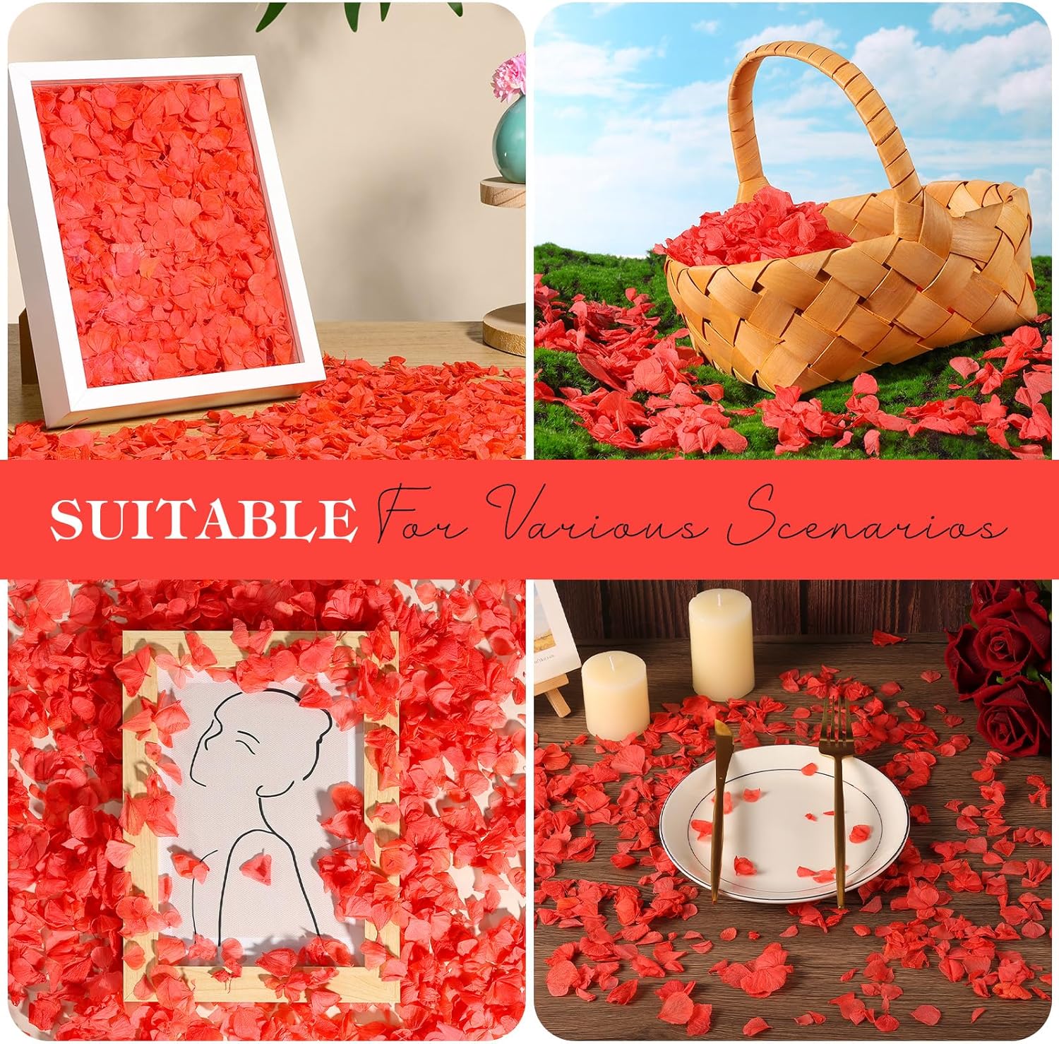 2500PCS Natural Red Hydrangea Petals for Wedding Aisle and Proposals