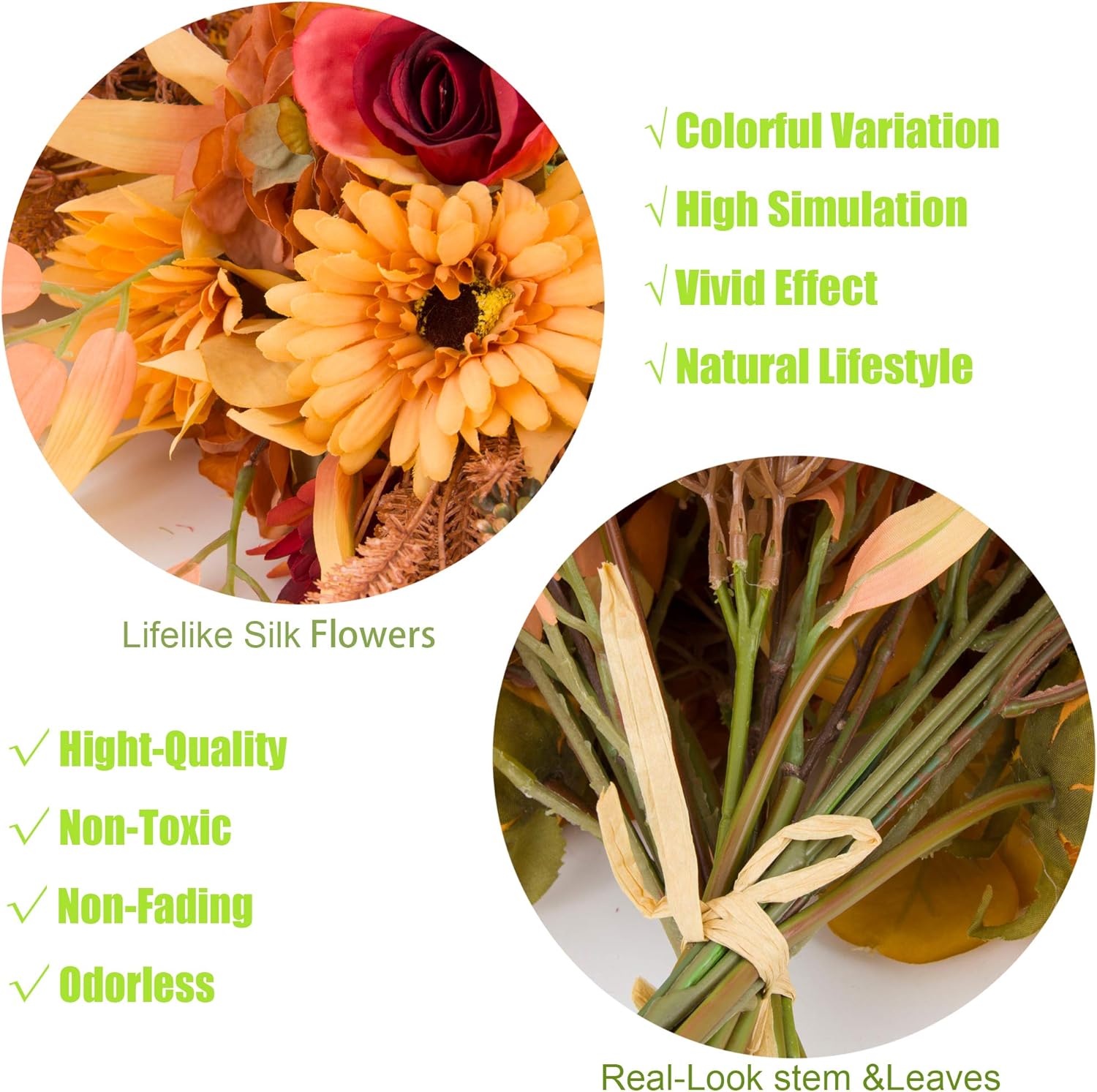 2pcs Boho Style Artificial Flower Bouquets 17 Inch