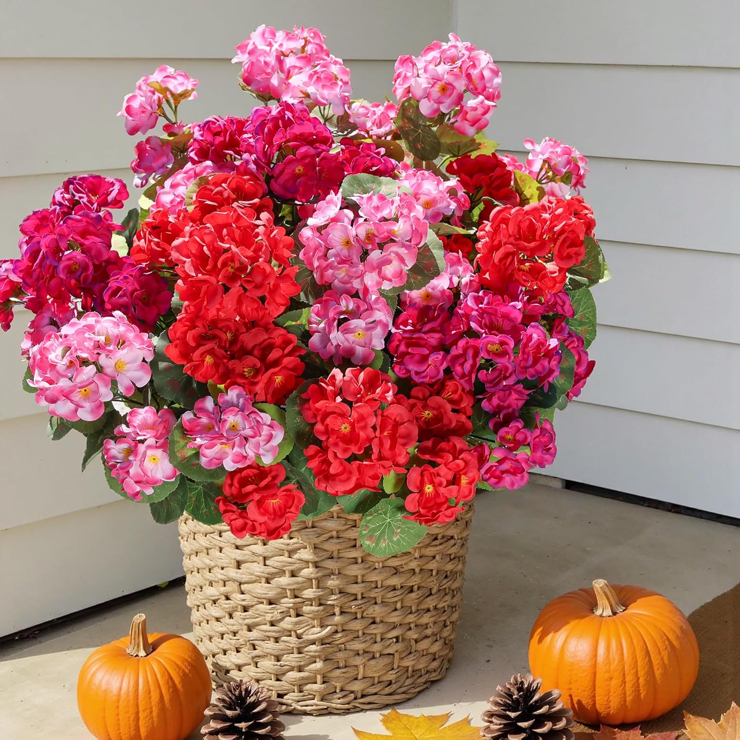 HyeFlora Artificial Geraniums with 6 Bundles