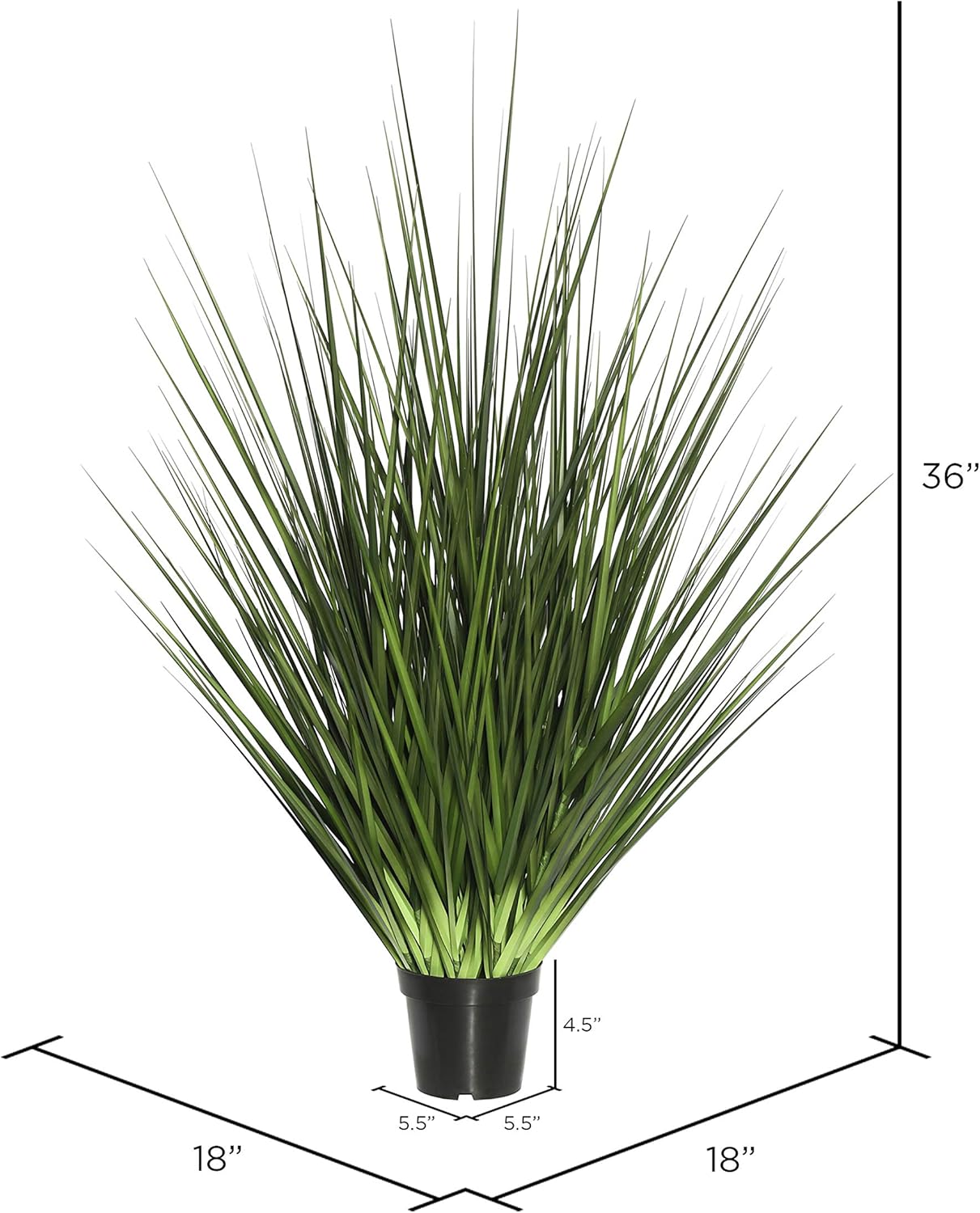 Vickerman 36 Inch Artificial Extra Full Green Grass with Black Pot