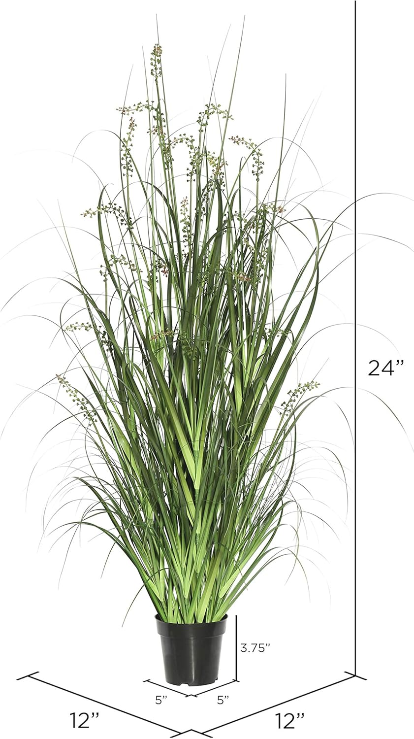 Vickerman 24 Inch Artificial Sheeps Grass with Black Plastic Pot