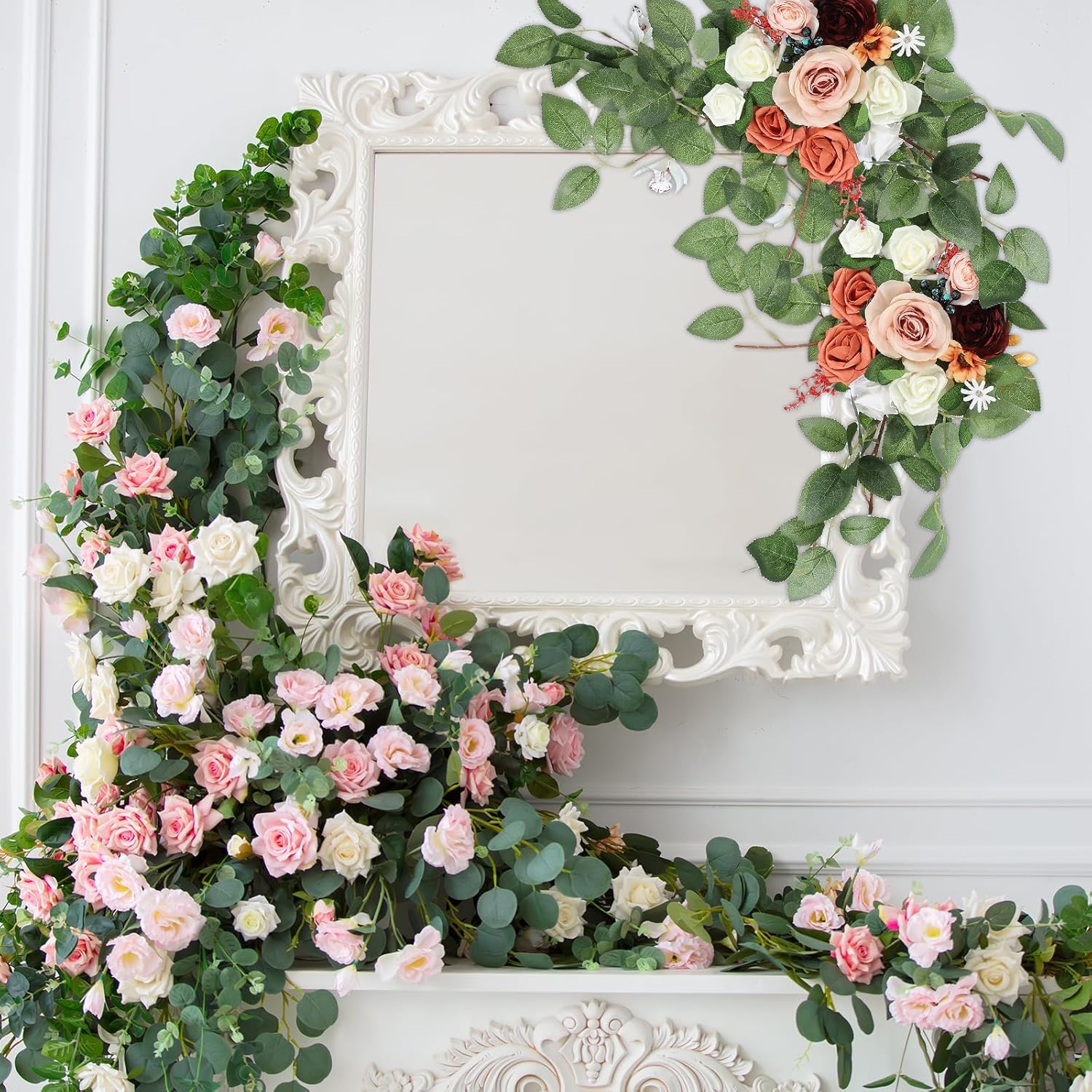PATIKIL Wedding Arch Flowers 2Pcs Wine Dark Rose