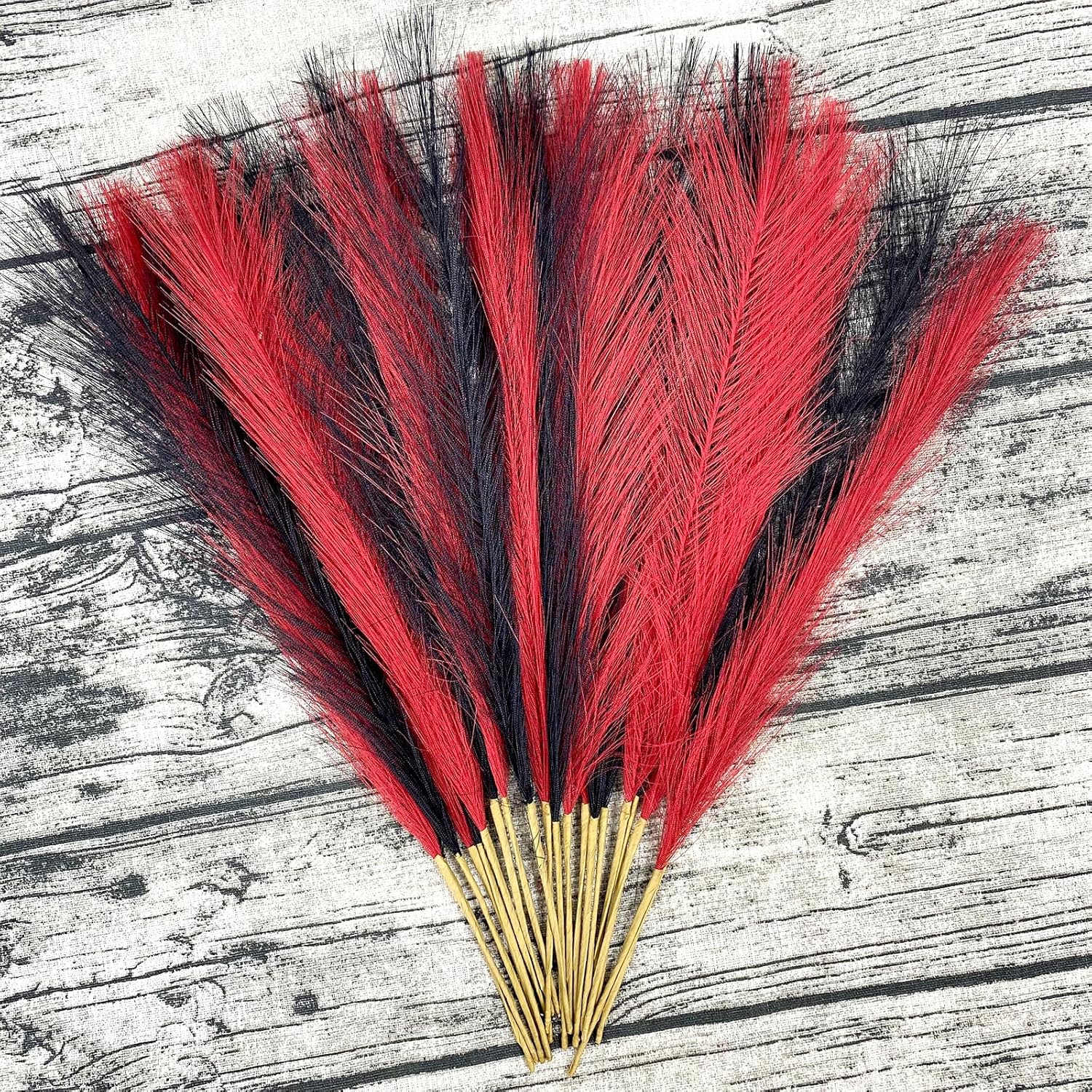 Boho Faux Pampas Grass Decor 177 Inches Red Black