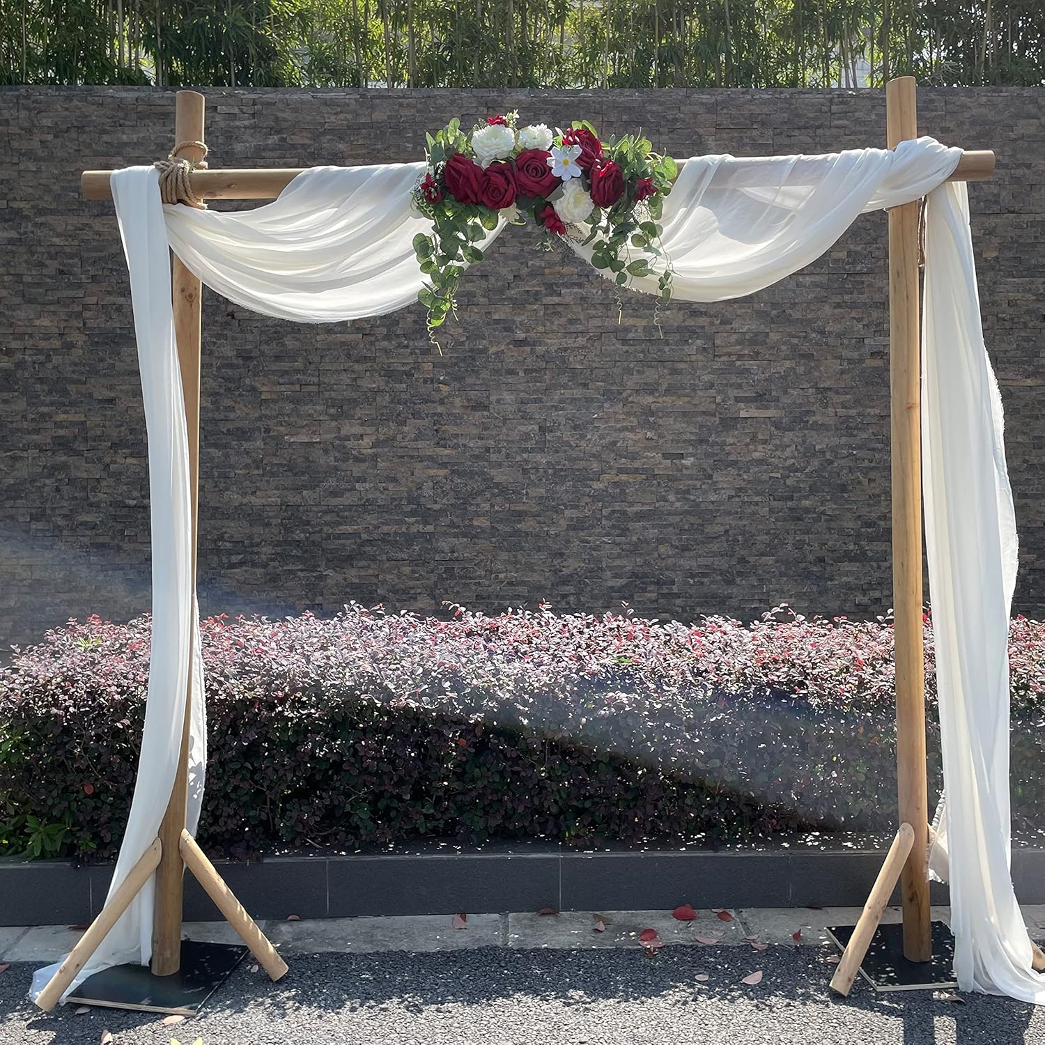 Handmade Wedding Arch Flowers with Silk Roses and Greenery