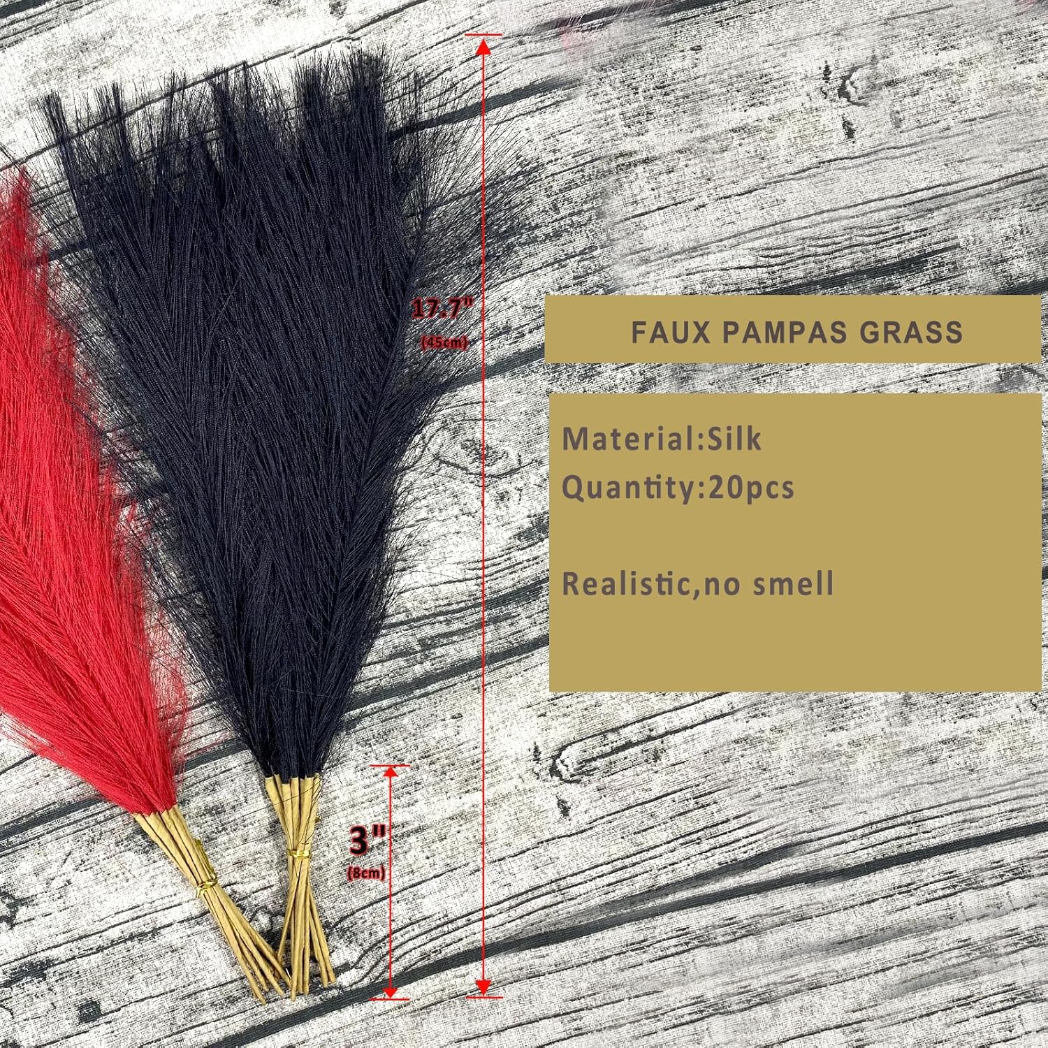 Boho Faux Pampas Grass Decor 177 Inches Red Black