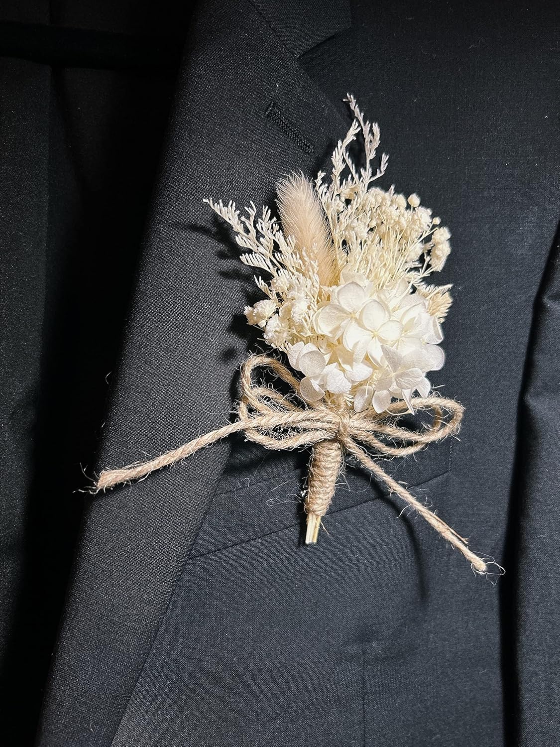 Dried Flower Boutonniere - Ivory Rustic Elegant Design
