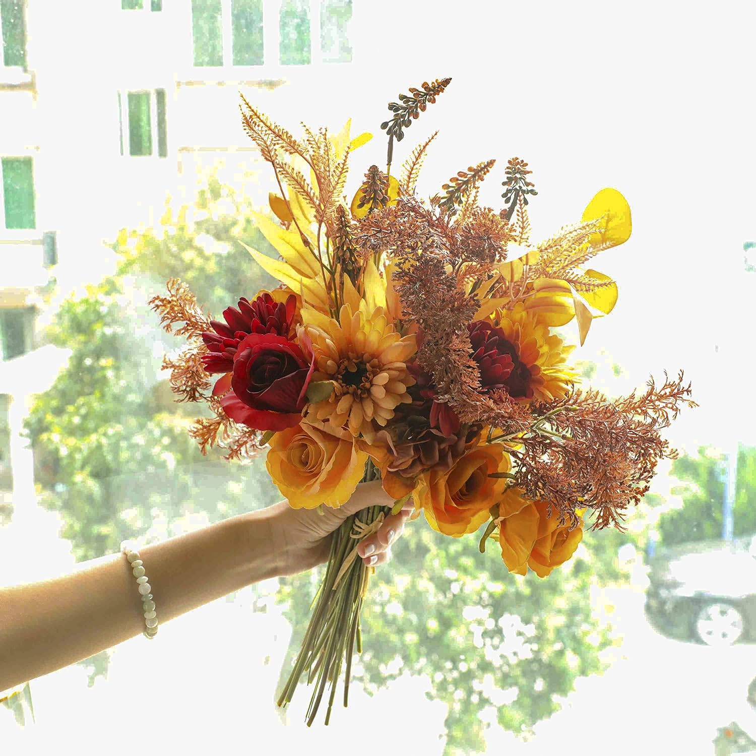 2pcs Boho Style Artificial Flower Bouquets 17 Inch