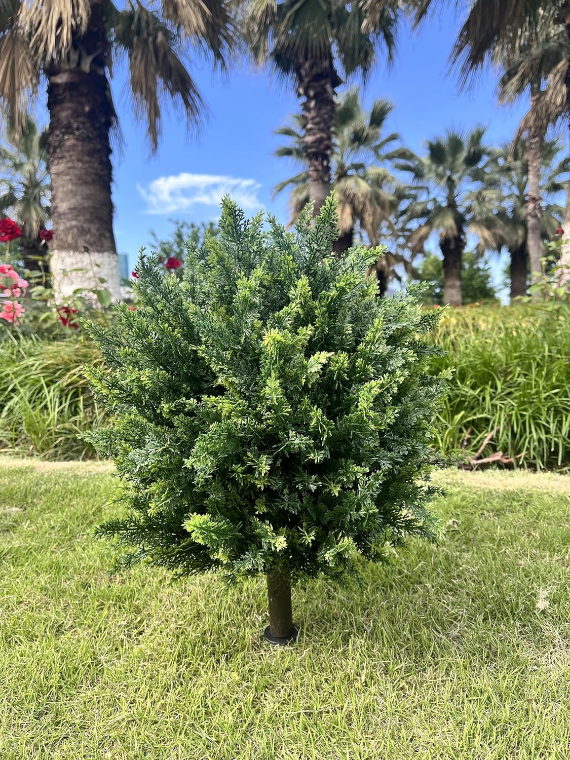 Wliwwo Artificial Cedar Topiary Ball 275 Set of 2 Outdoor Faux Plant