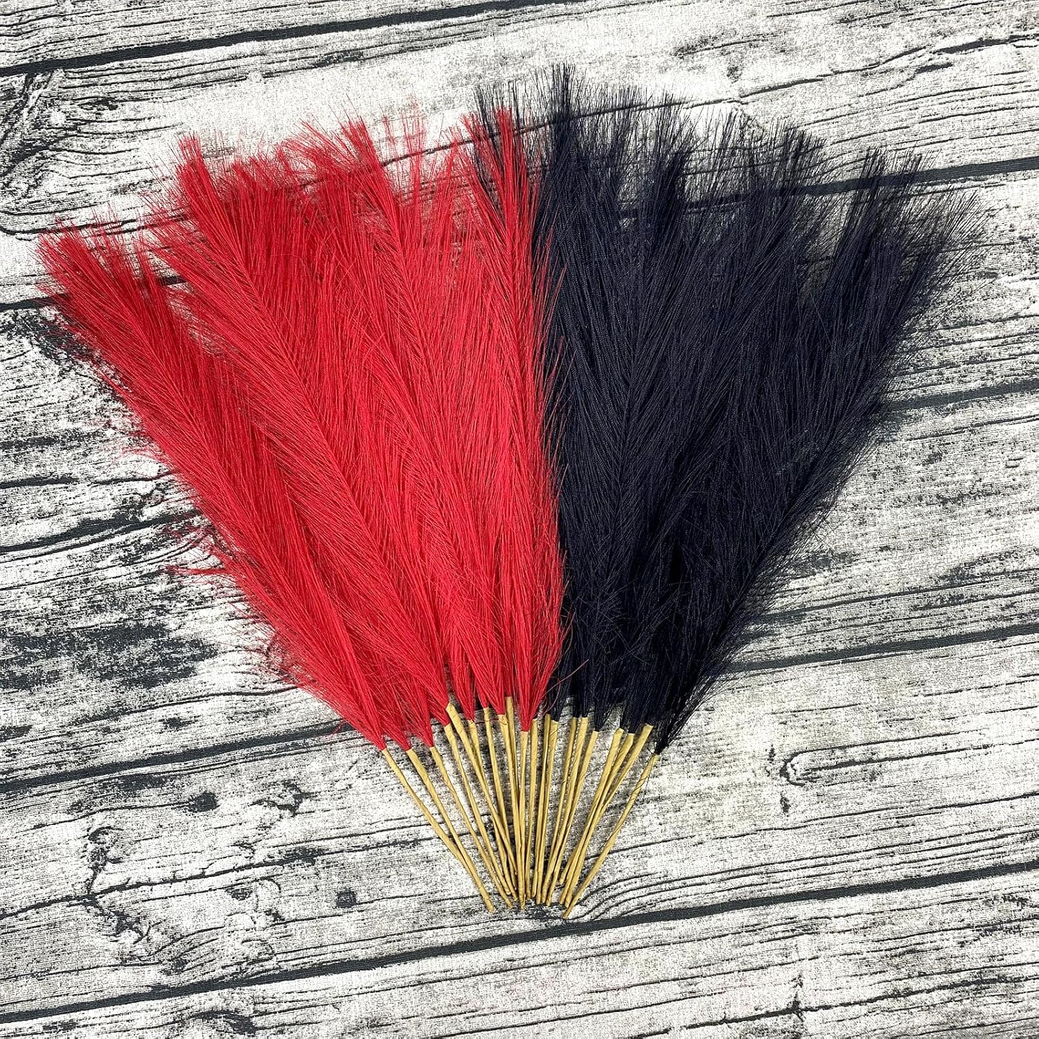 Boho Faux Pampas Grass Decor 177 Inches Red Black
