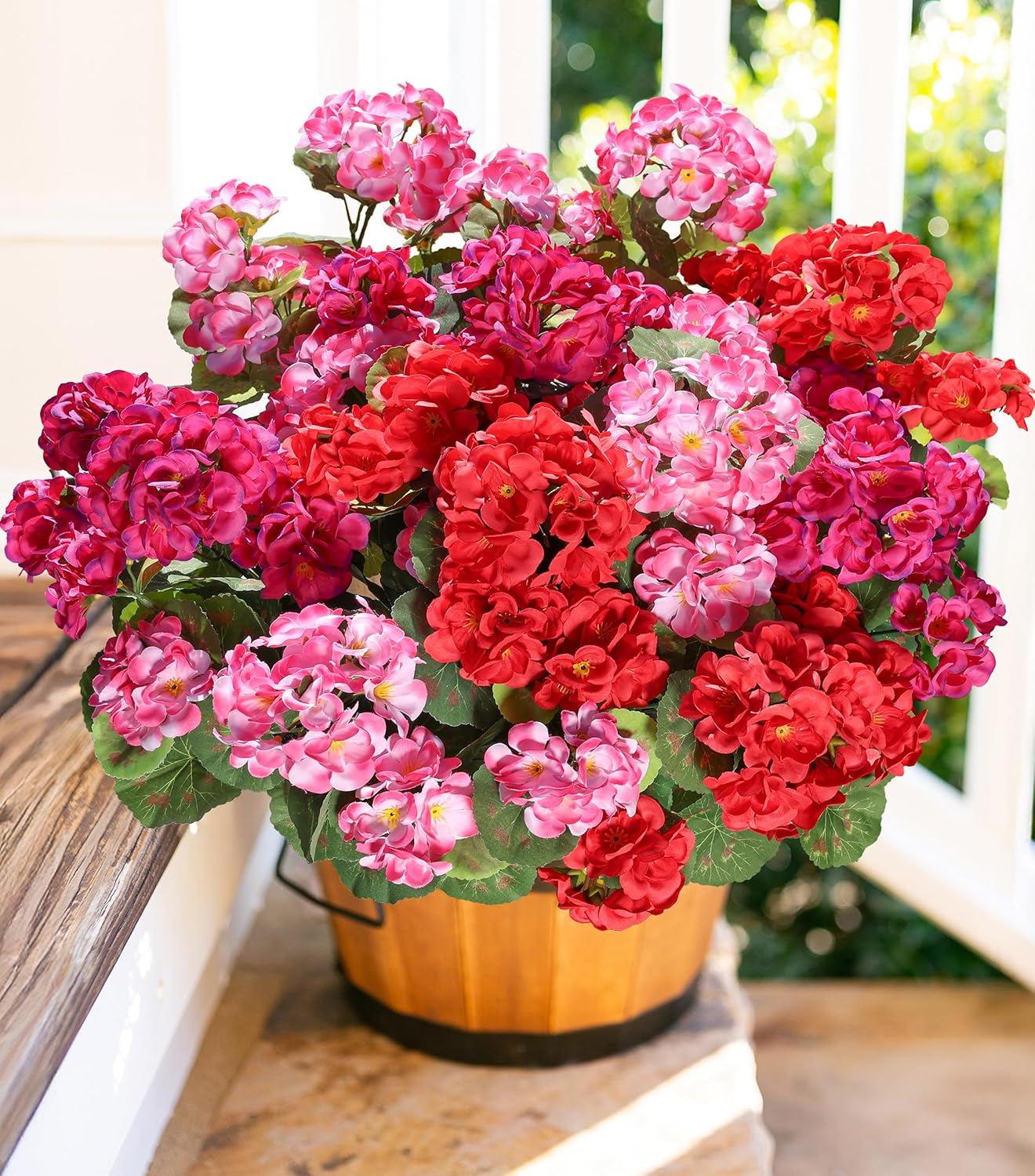 HyeFlora Artificial Geraniums with 6 Bundles