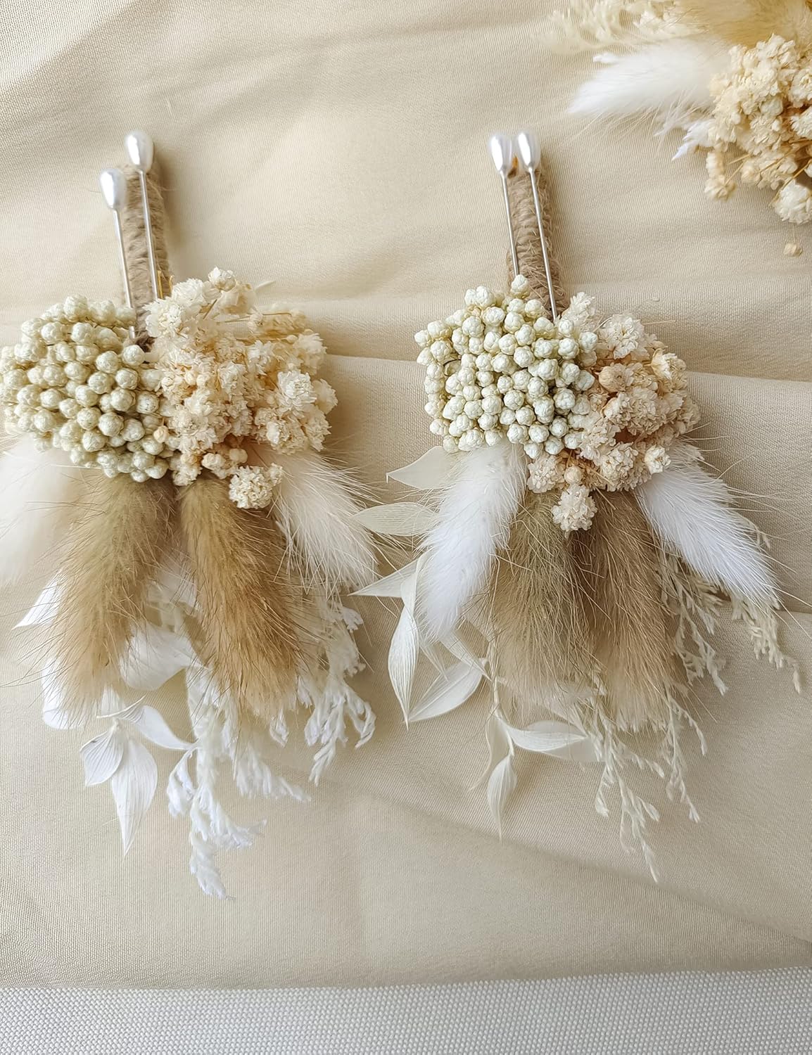Dried Flowers Boutonnieres Set of 2 Boho Wedding Groom Accessories