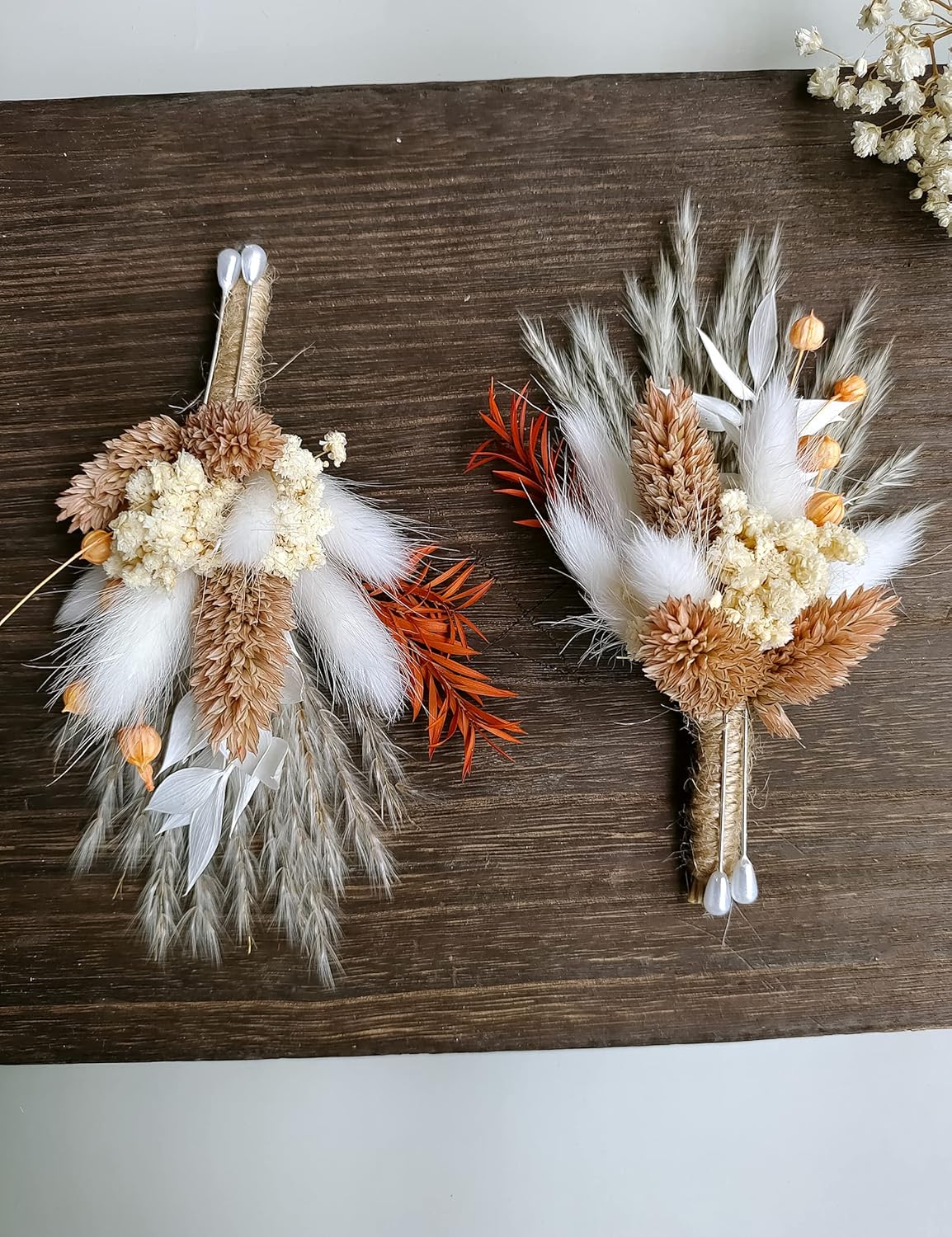 Dried Flowers Boutonniere Set for Men Wedding