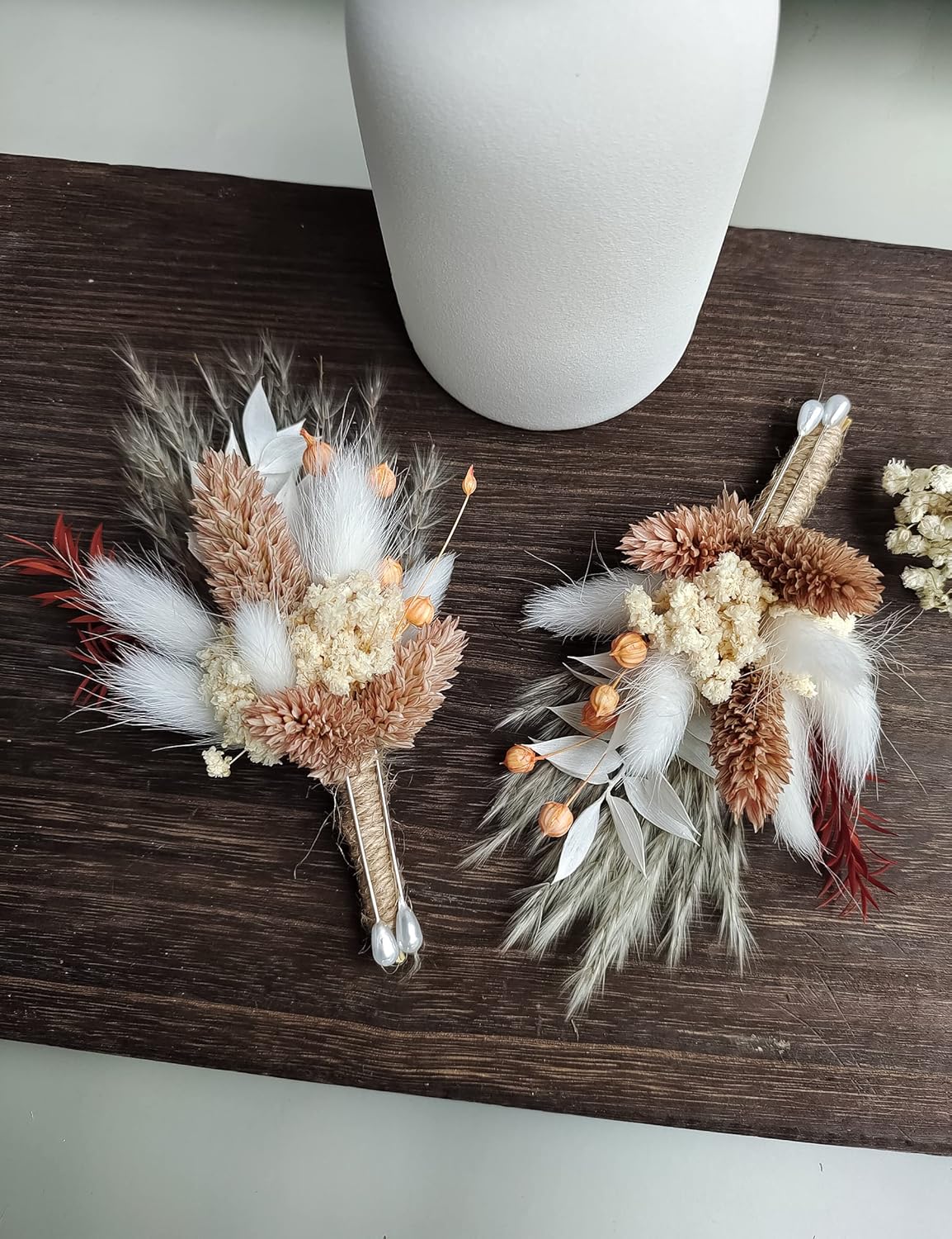 Dried Flowers Boutonniere Set for Men Wedding